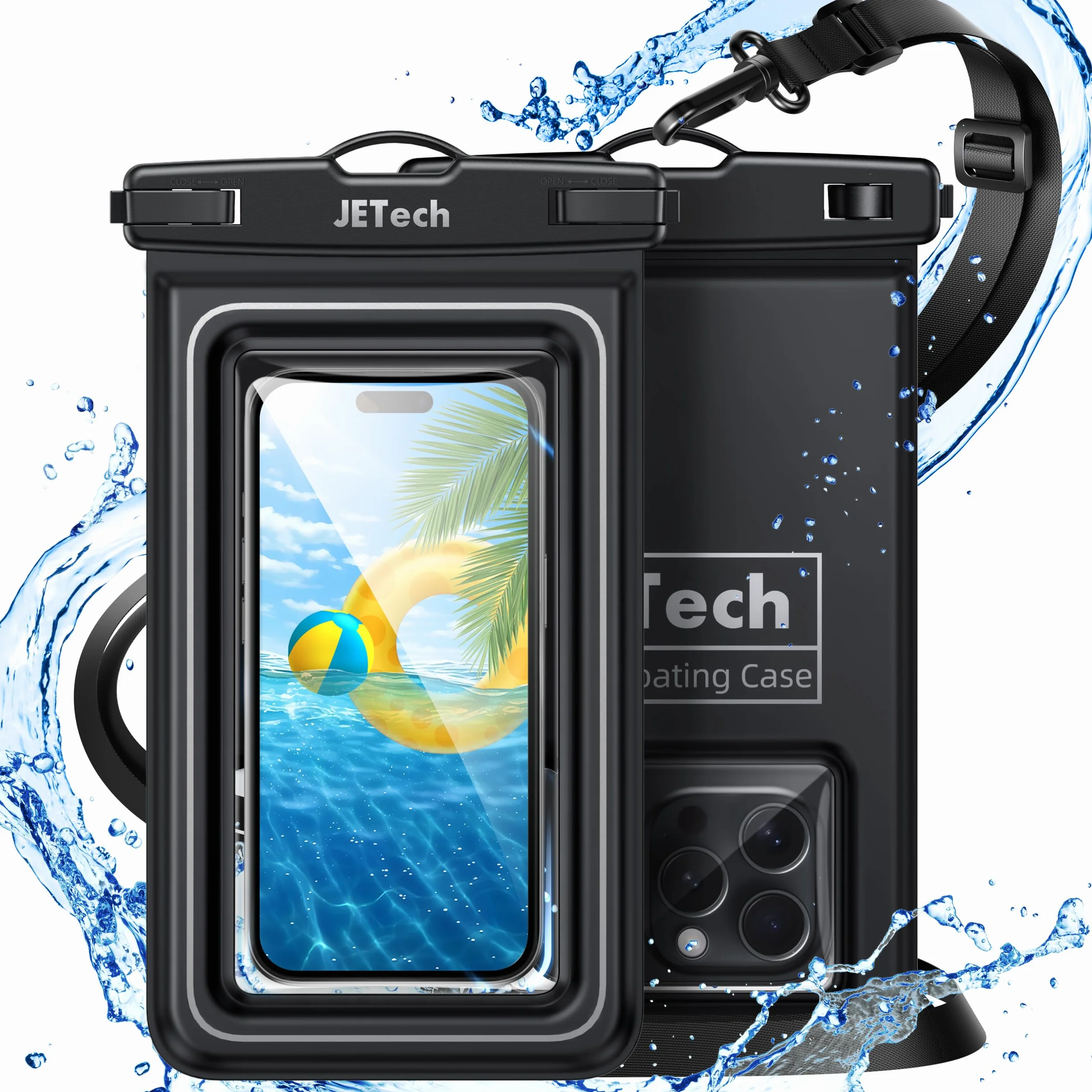 JETech Pływające Wodoodporne Sakiewka na Telefon, 2 Sztuki Woda Dowód Etui na iPhone 17e 17 16e 16 15 Air Pro Max Plus, Galaxy S26 S25 Ultra, Pixel 10 Series i Inne dla 7 Cala, Sucha Torba IPX8
