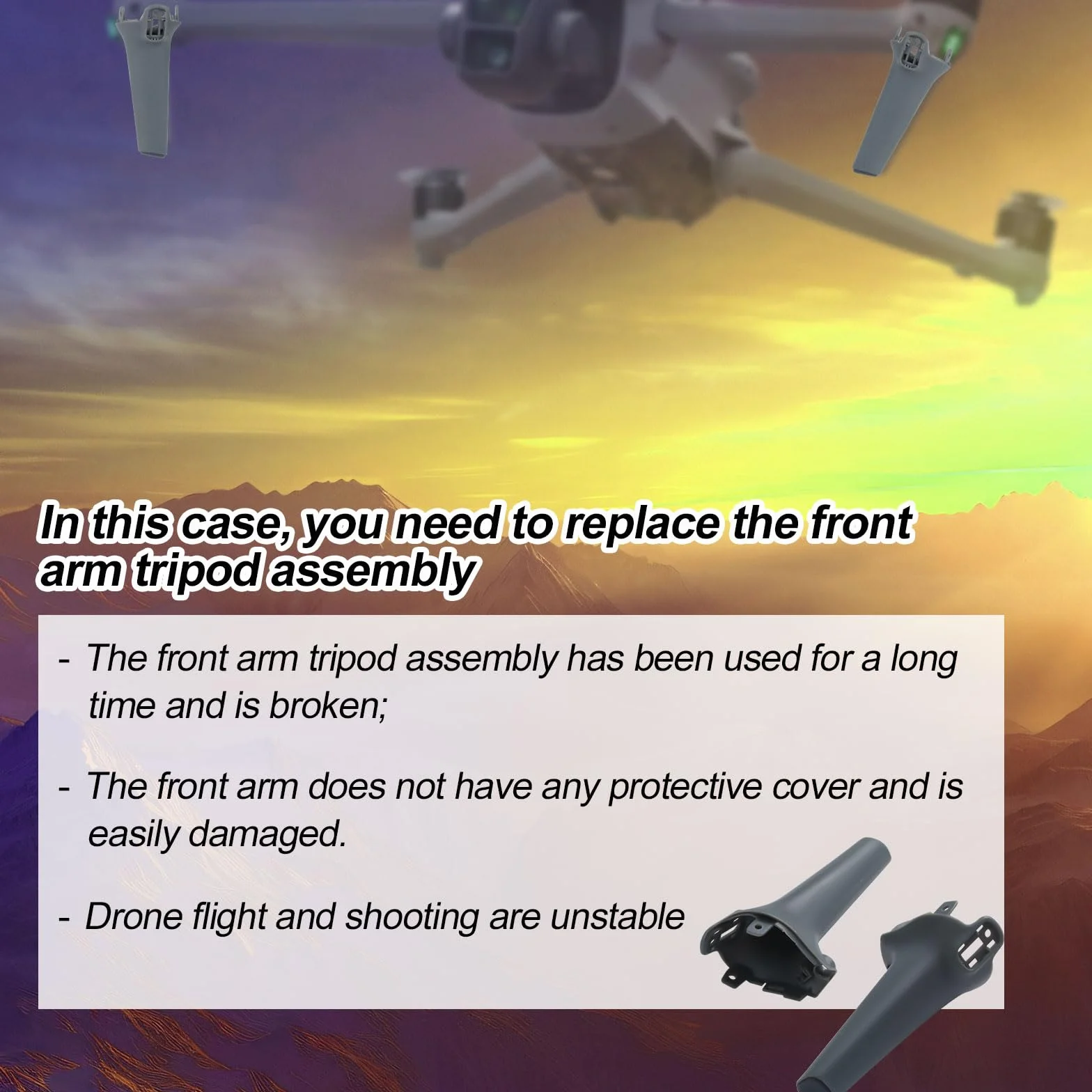 BOXOB 2 szt. Przednie Ramie Podwozie Nogi do DJI Air 3, Zamiennik Lewy i Prawy Wsporniki z Narzedziem do Naprawy Kompatybilny z DJI Air 3 Akcesoria Dronów