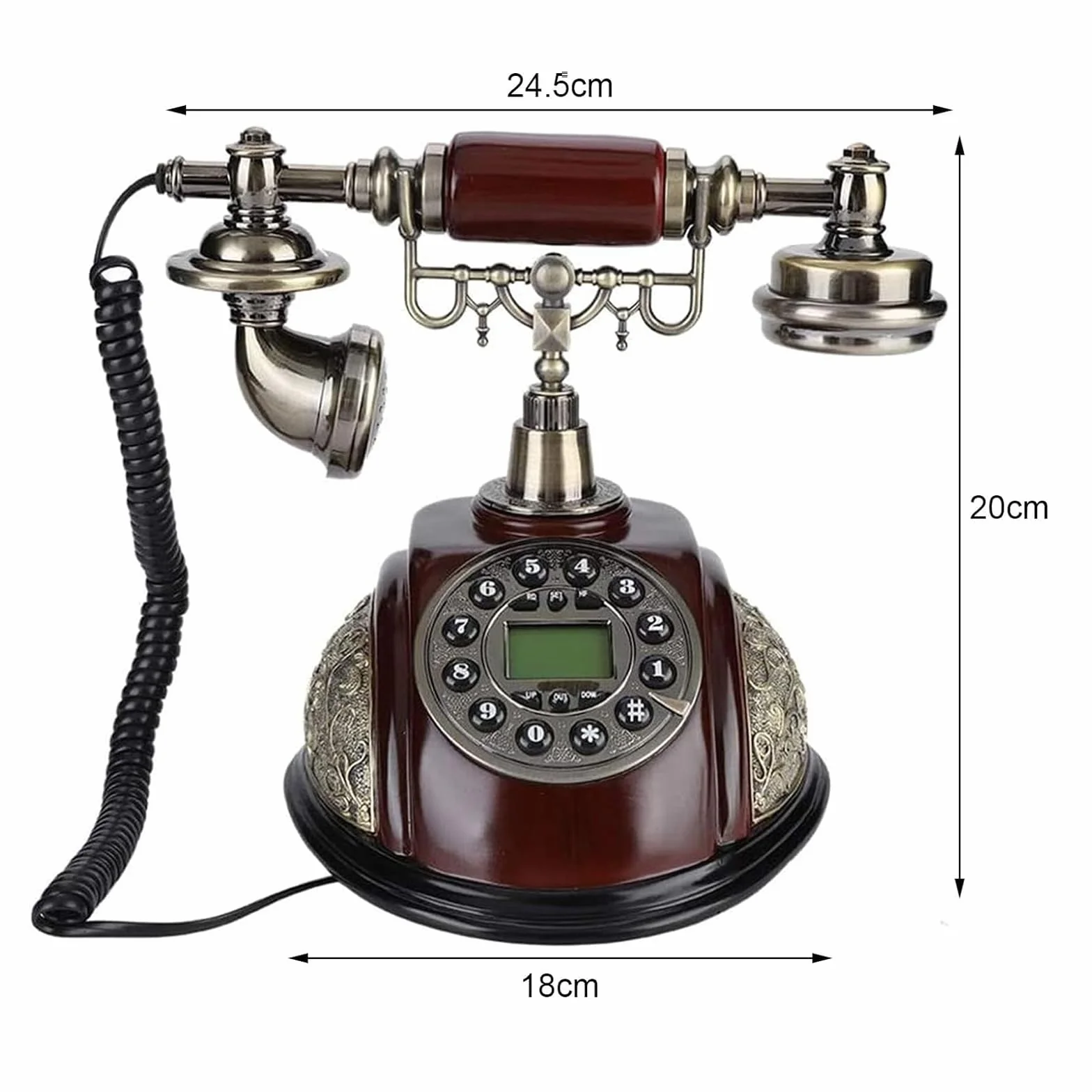 Telefon Przewodowy W Stylu Vintage, Telefon Stacjonarny W Stylu Retro, Staroświecki Telefon Stacjonarny Na Biurko Z Podświetlanym Wyświetlaczem, Regulowana Głośność Dzwonka, Do Domu, Biura