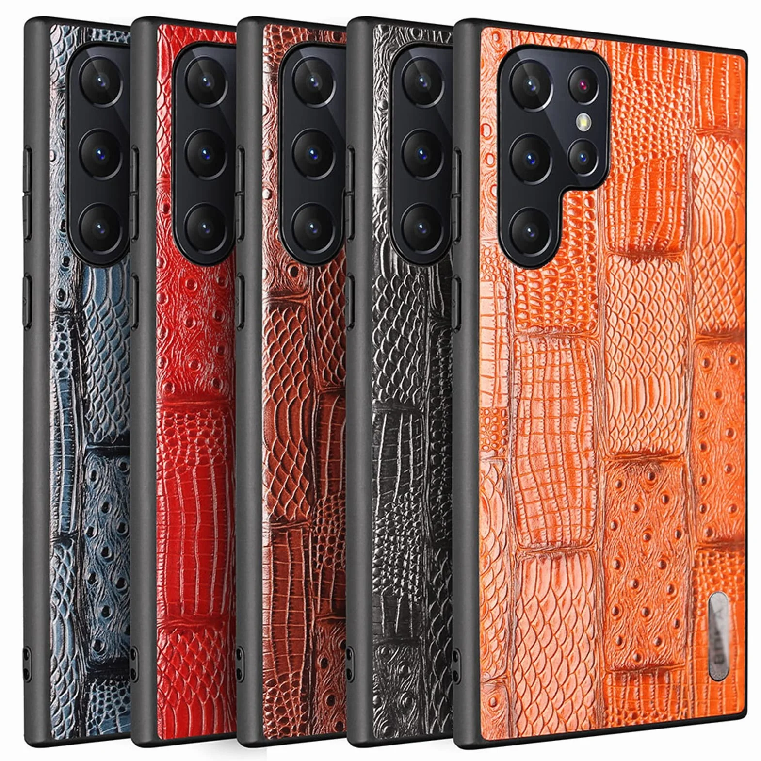 Etui do Samsung Galaxy S22/S22 Plus/S22 Ultra, elegancka, prawdziwa skóra, miękki uchwyt, tylna obudowa z miękką silikonową krawędzią, odporne na wstrząsy etui, brązowe 2, S22 Ultra 6,8"