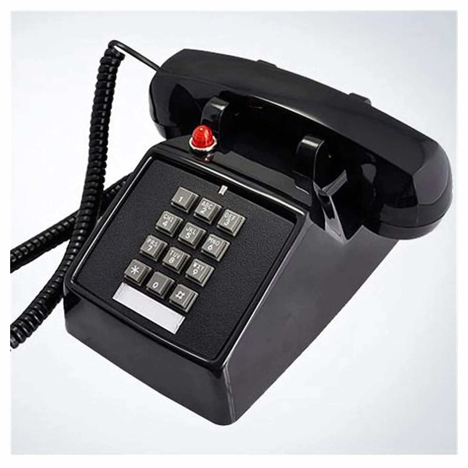 Retro Design przewodowy telefon stacjonarny - klasyczny vintage staromodny styl wybierania przycisków stół biurko biuro dom biuro spiralny przewód słuchawka z wybieraniem przycisków, standardowe