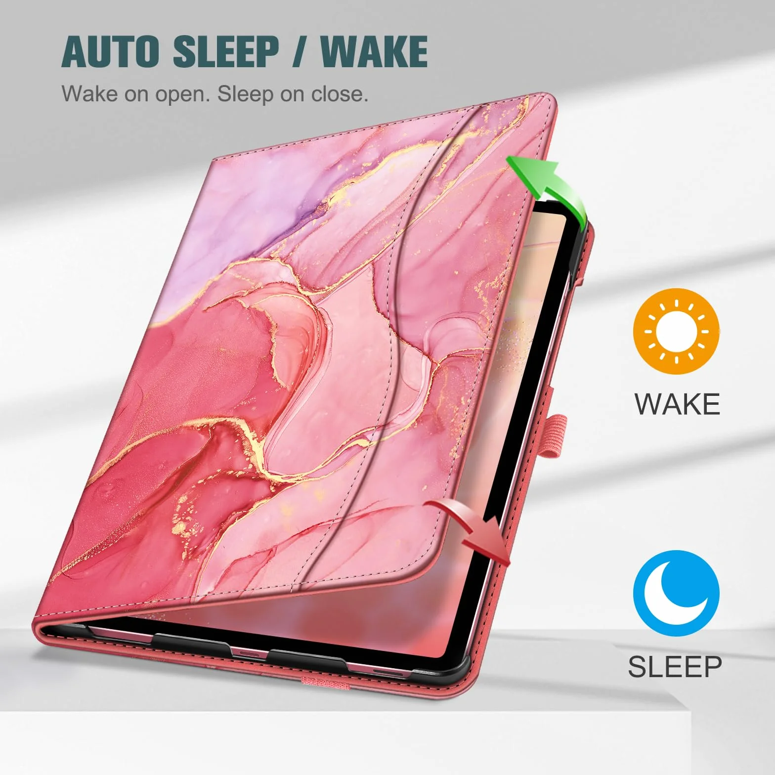 FINTIE Etui do Samsung Galaxy Tab S10 Lite/ S10 FE 2025/ S9 FE 10,9 cala / S9 27.9 cm 2023, wielokątne oglądanie pokrowiec ochronny z kieszenią, automatyczne uśpienia/budzenie (Marble Pink)