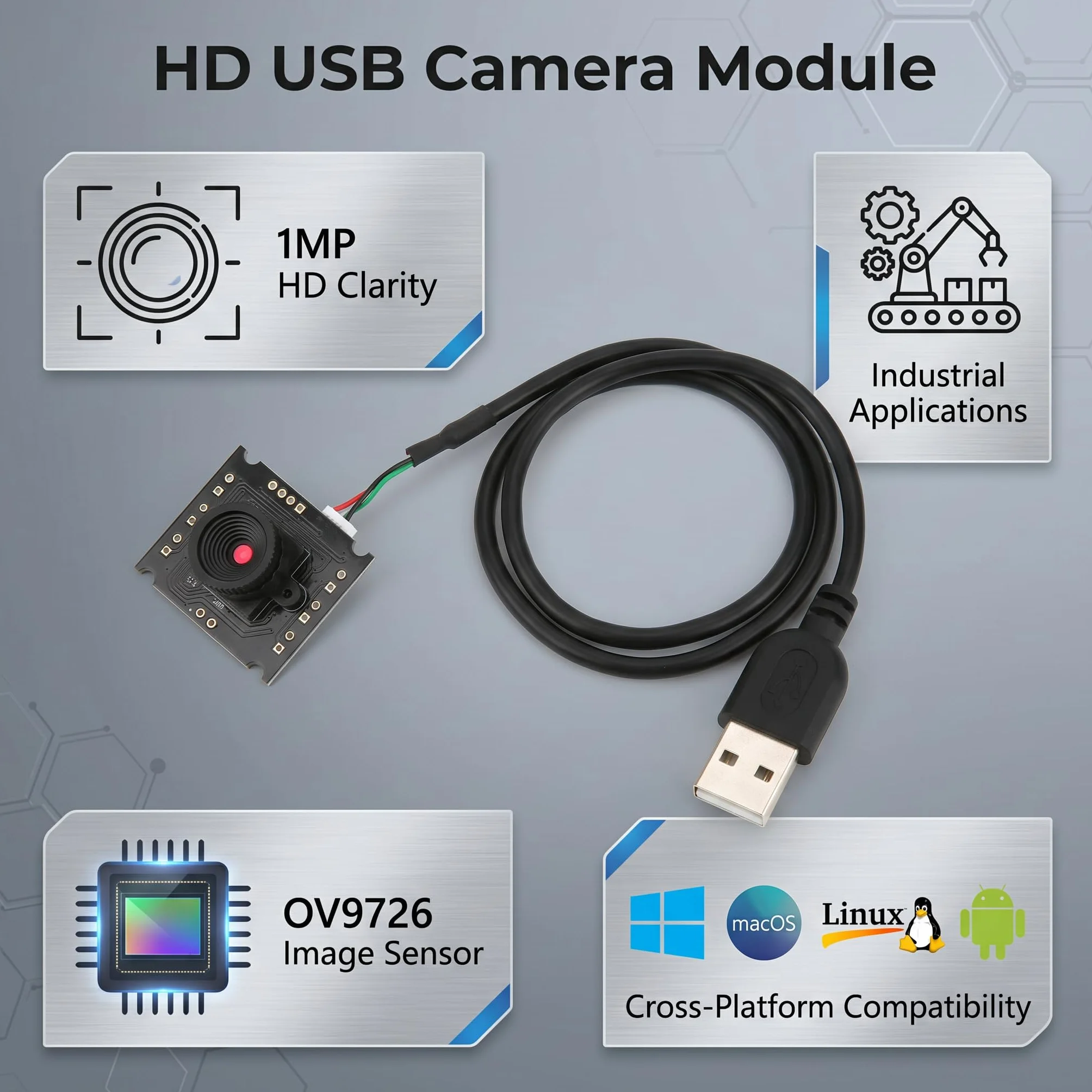Moduł Kamery Interfejs HD USB HBV W202012HD dla WinXP/Win7/Win8/Win10/OS X/Linux/Android