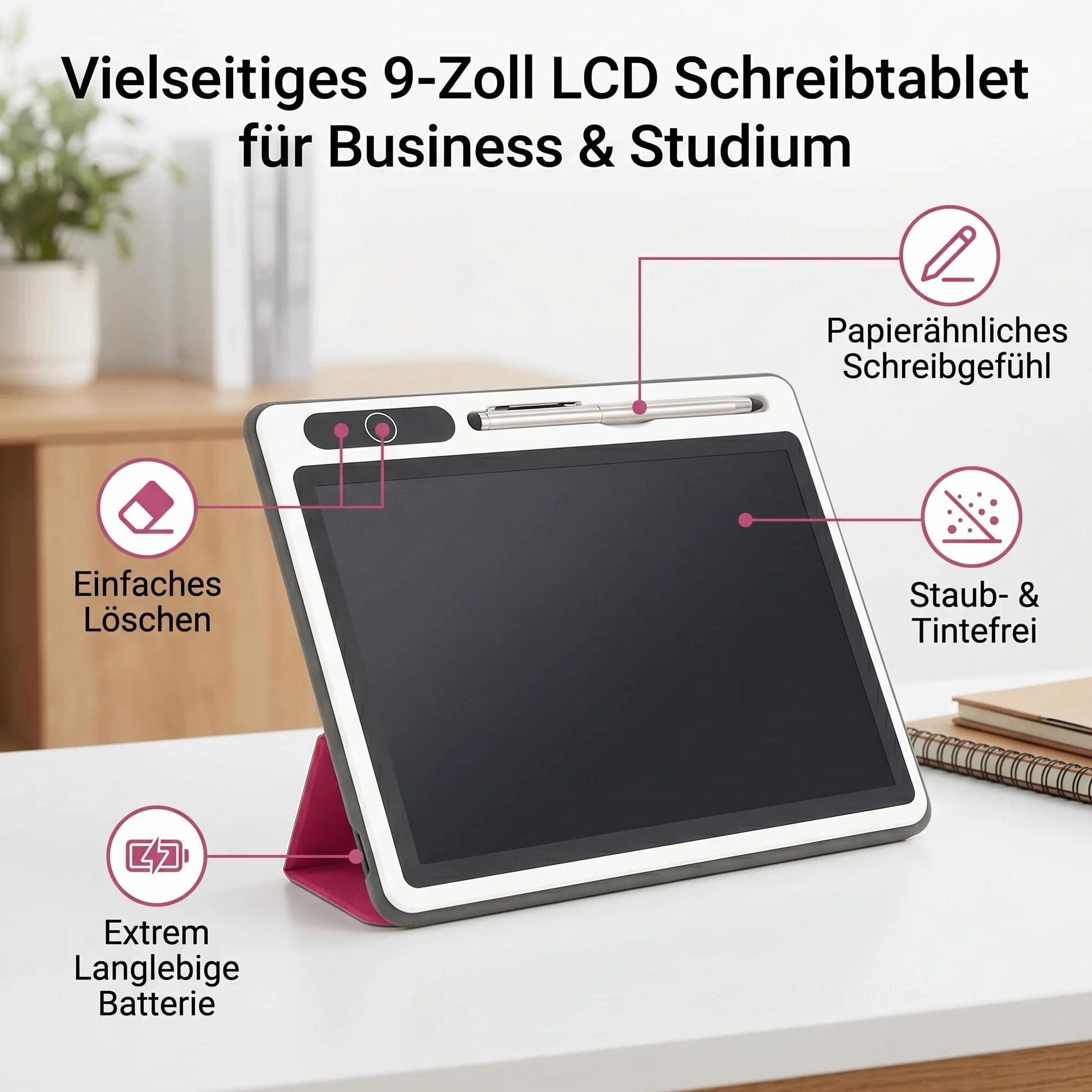 Elektroniczny Notatnik Tablet LCD Blok do Rysowania 9 Cali Etui Sztuczna Skóra