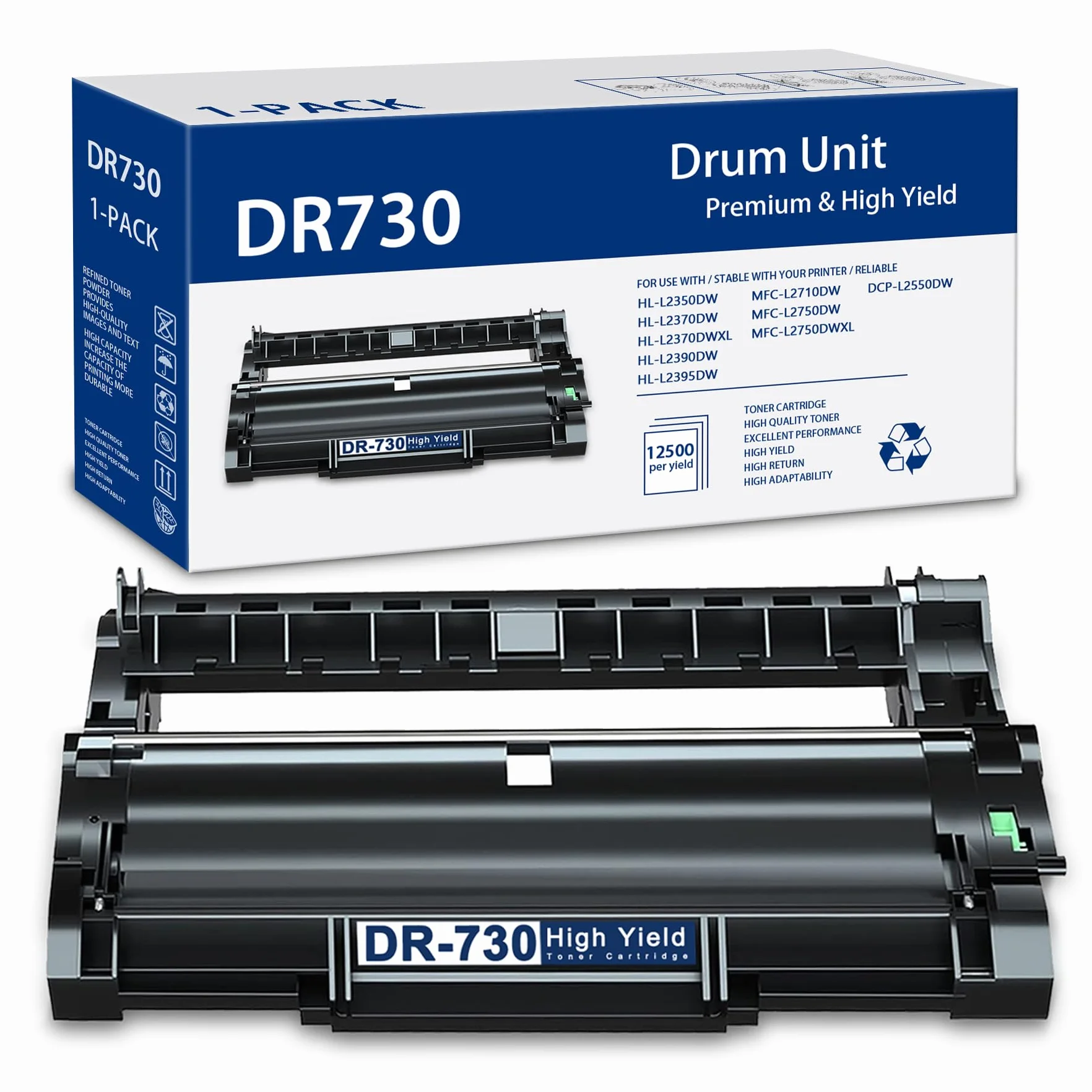 DR-730 DR730 zamiennik bębna do drukarki Brother DR730 MFC-L2750DW HL-L2390DW HL-L2350DW MFC-L2710DW HL-L2370DW HL-L2395DW drukarka czarna, 1-pak (toner nie jest dołączony)