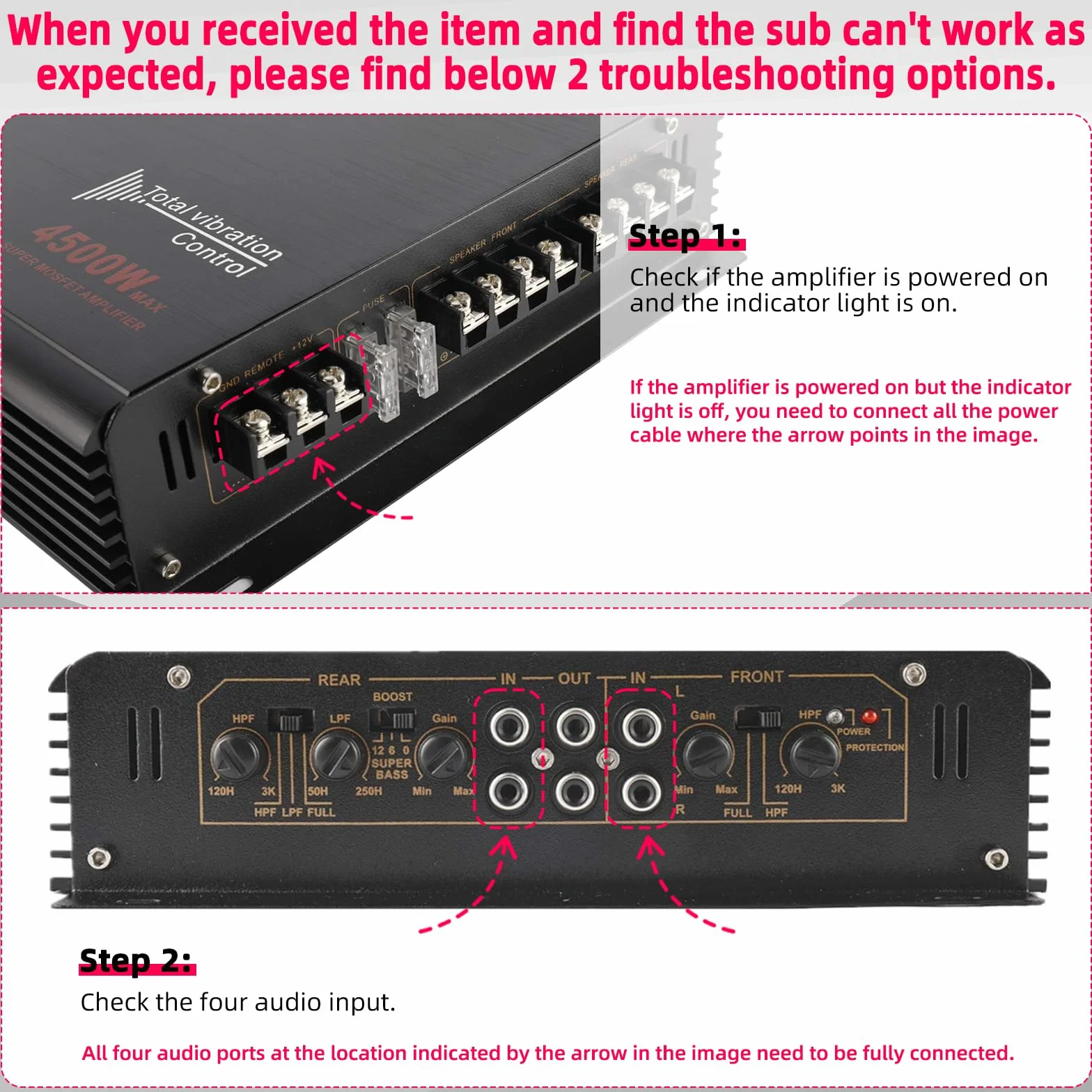 YaeCCC 4-kanałowy wzmacniacz mocy 4500 W, klasa A/B, samochodowy wzmacniacz audio stereo