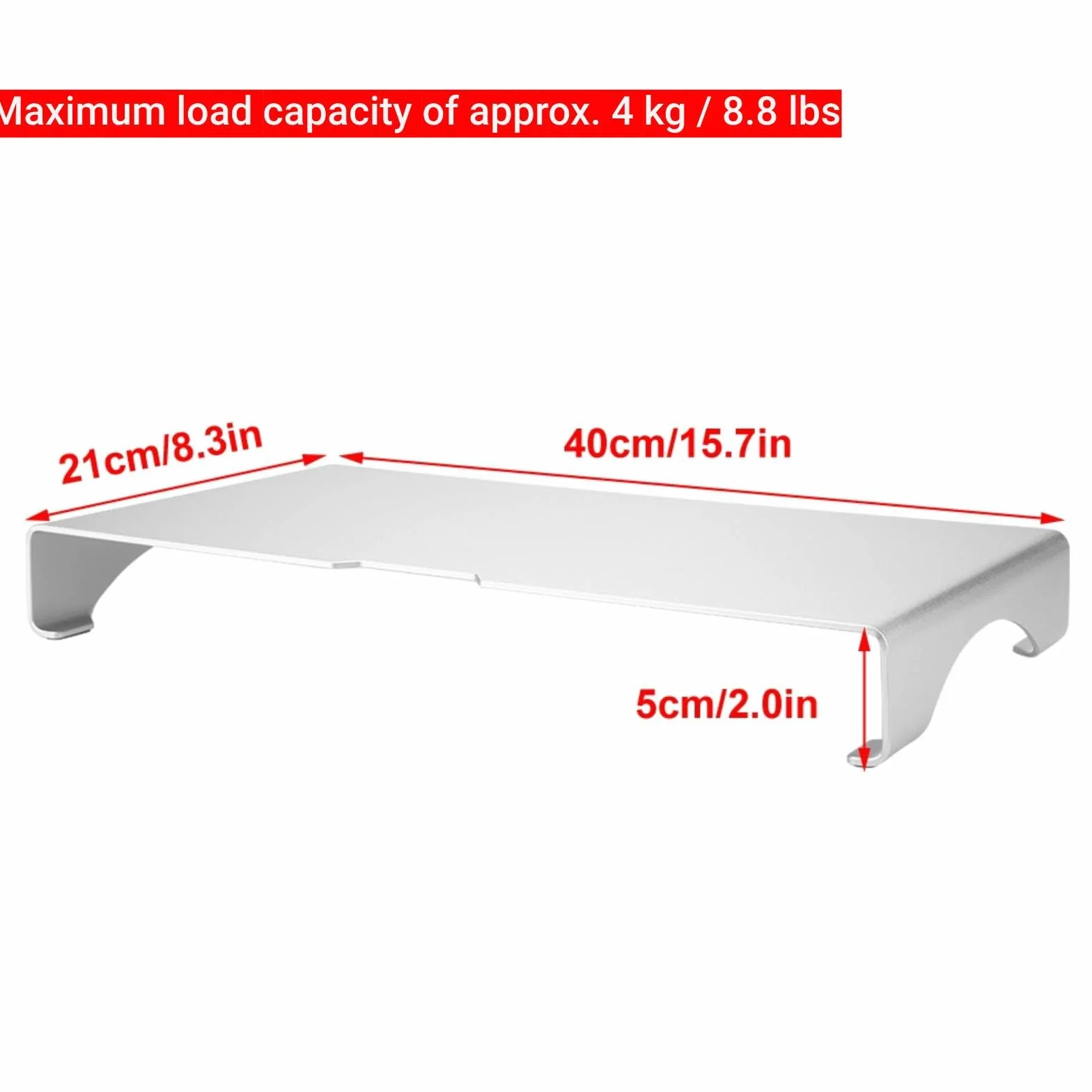 Monitor Riser Stand, monitor komputerowy Riser, monitor ze stopu aluminium Riser Notebook Laptop Stojak na biurko Organizator Półka Srebrne akcesoria biurkowe, Artykuły biurowe