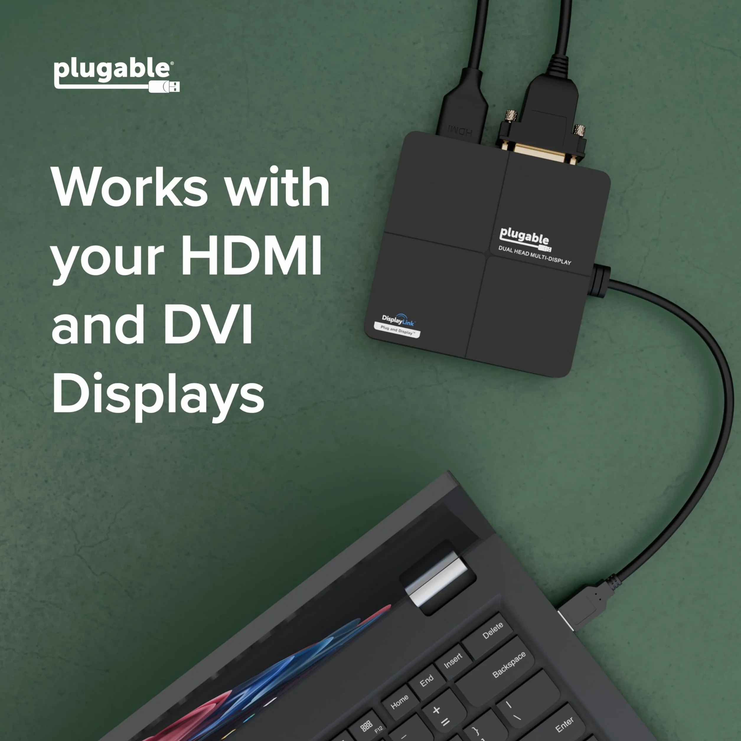 Plugable USB 3.0 podwójna karta graficzna (DVI/VGA Plus HDMI) i adapter Gigabit Ethernet (DL3900) do Windows 10, 8.1, 8, 7 i XP