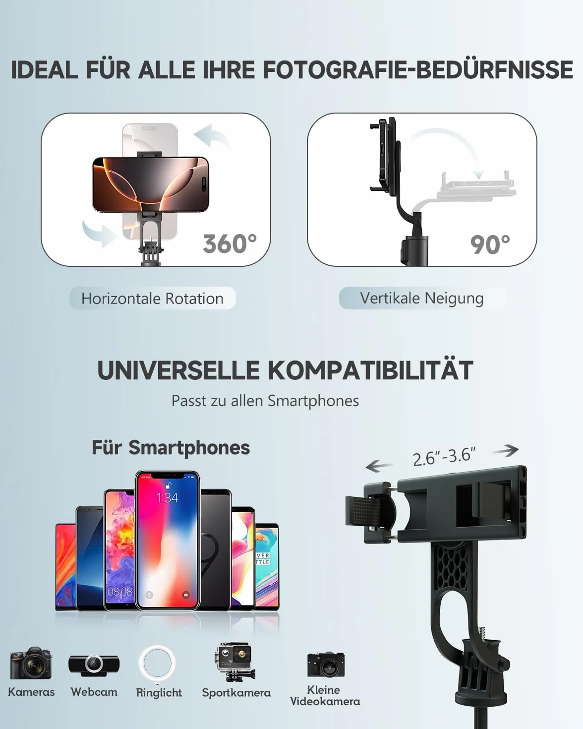 180cm Aluminiowy Statyw do Telefonu z Bezprzewodowym Pilotem, Rozsuwany Selfie Stick dla iPhone/Samsung/Android