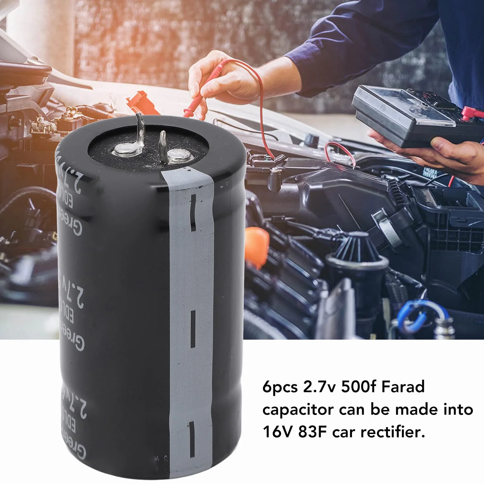 Super Kondensator, 2 szt. 2.7 V 500F Kondensator Super Kondensator Prostownik Kondensator Magazynowanie Energii Prostownik Akcesoria, Kondensatory Wzmacniacza Pojazdu