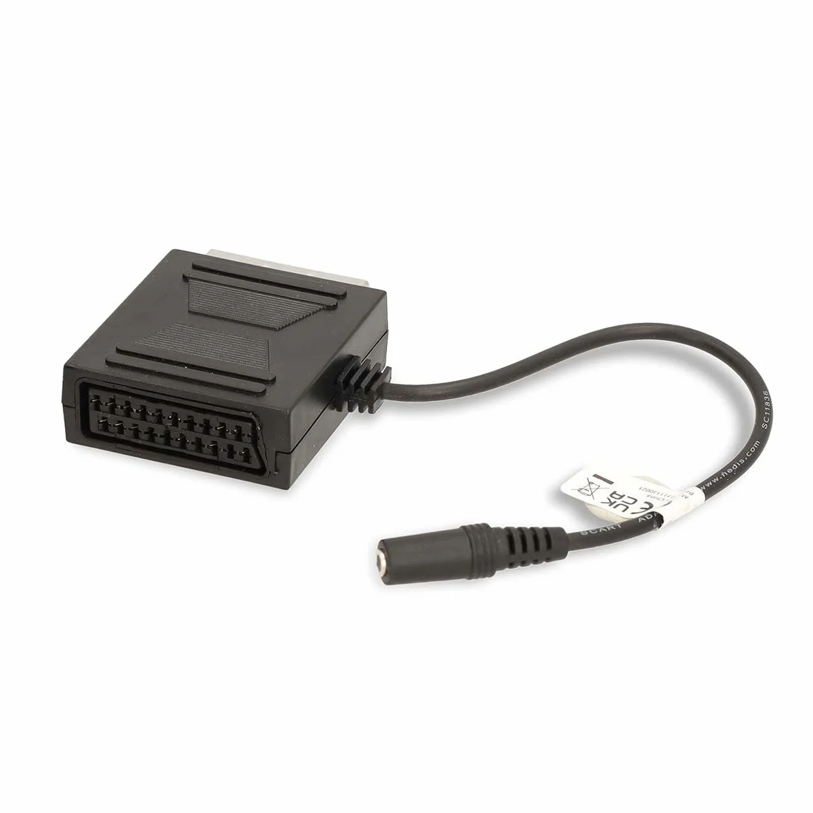 Nedis Kabel SCART - wtyczka SCART - gniazdo SCART/gniazdo 3,5 mm - niklowany - 480p - 0,20 m - okrągły - PCW - czarny - pudełko
