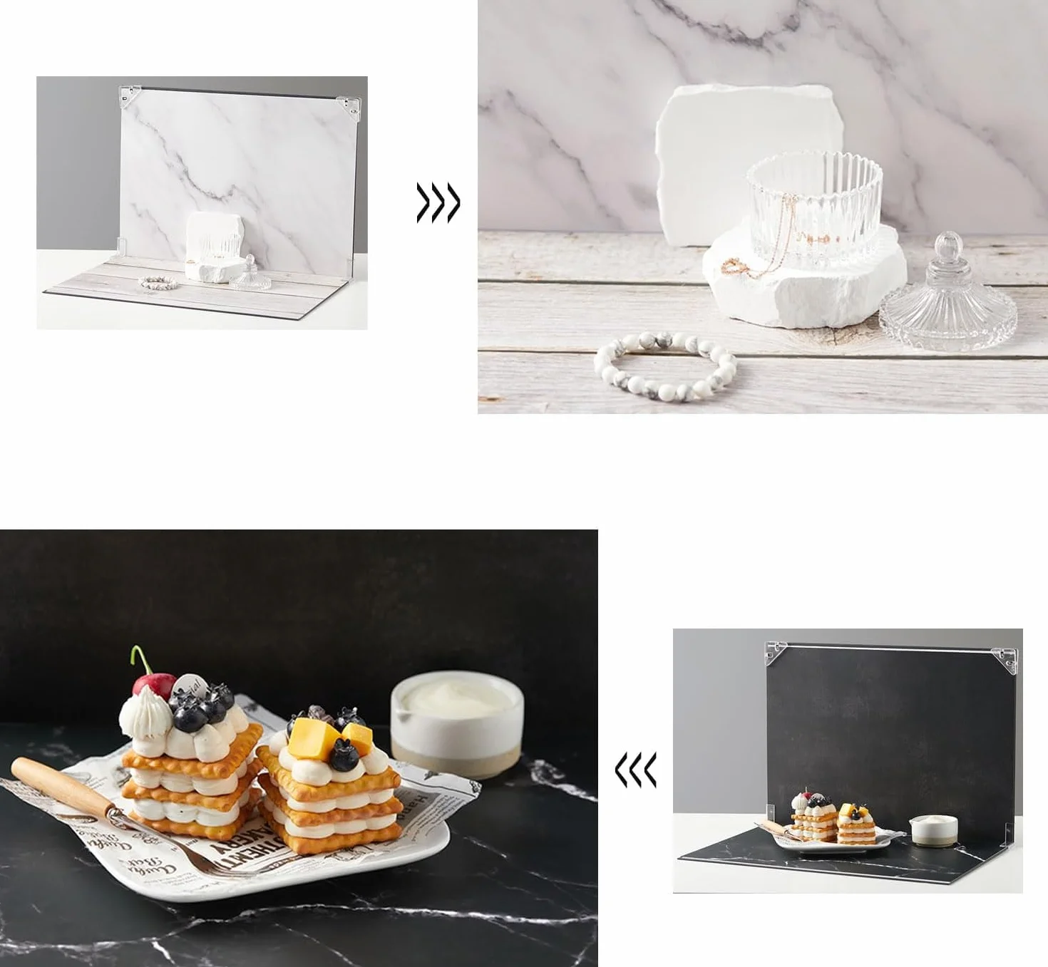 Zestaw tablic fotograficznych, 30 x 40 cm, 10 sztuk, dwustronny papier, 20 wzorów do fotografii małych produktów, tło fotograficzne, odblaskowy karton do żywności, biżuterii