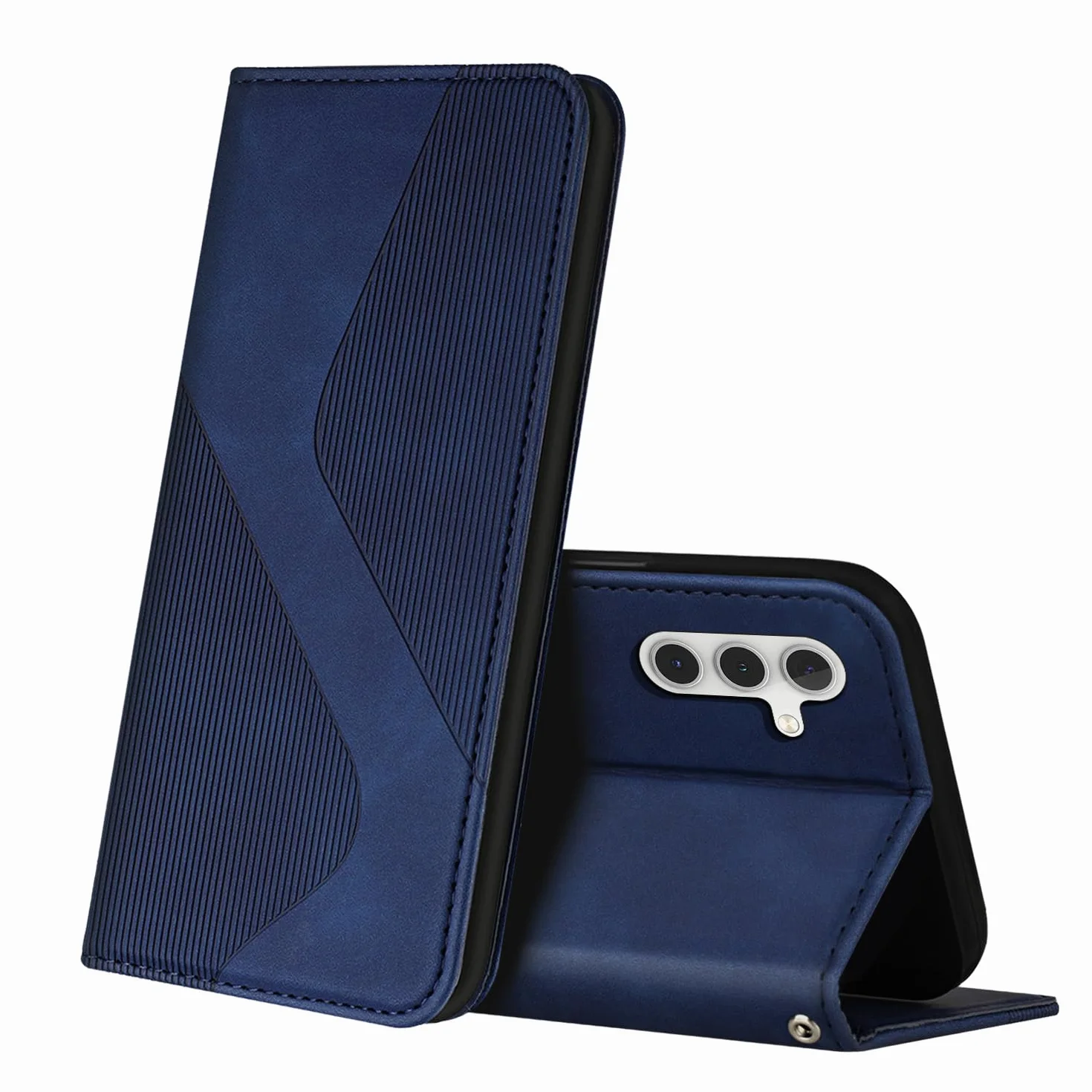 Etui z Klapką do Samsung Galaxy S24, Portfel z Skóra PU z Gniazda na karty i Podpórka, Ochrona Przed Wstrząsami Flip Etui do Samsung S24 (Niebieski)