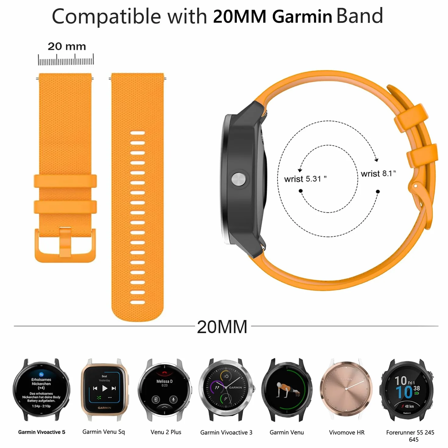 Pasek do Garmin Venu 2 Plus, 20 mm, silikonowy