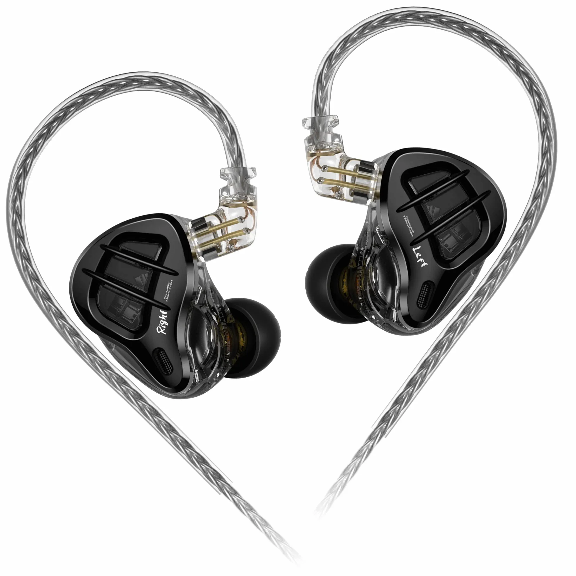 KZ-ZAR 1DD+7BA Słuchawki HiFi, przewodowe, 8-żyłowy srebrny przewód, wtyczka 2-pinowa konstrukcja, doświadcz pełnego zakresu dźwięku, niskie wibracje i wysoka jakość dźwięku, styl zaczepu na uszy