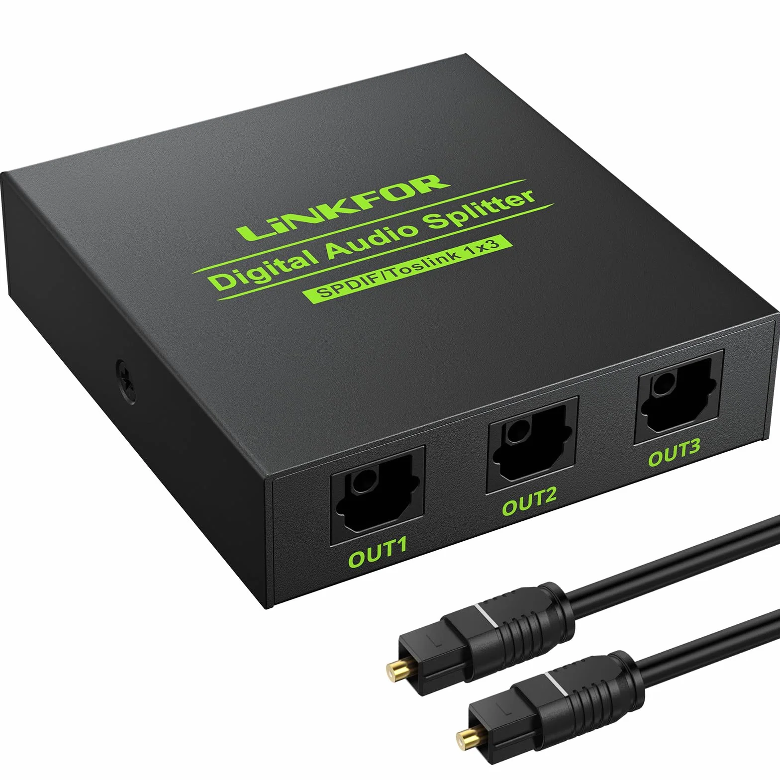 LiNKFOR Optyczny rozdzielacz audio 1x3 SPDIF Toslink rozdzielacz optyczny stop aluminium 1 IN 3 OUT obsługuje LPCM 2.0 DTS dla Dolby-AC3 kompatybilny z PS3 DVD HDTV STB