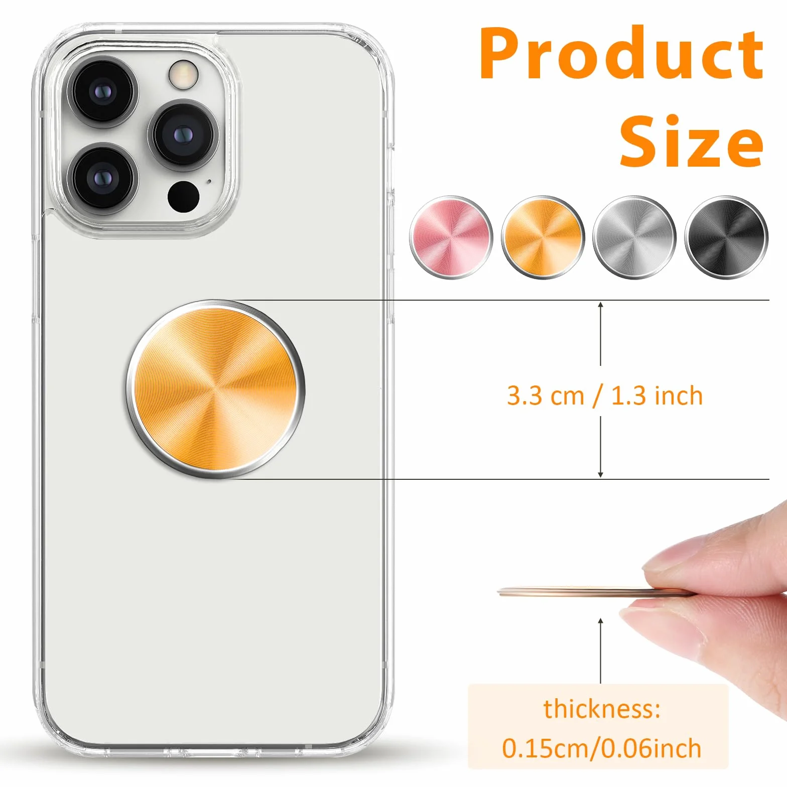 Giantree Metalowe płytki do magnetycznego uchwytu samochodowego, 4 sztuki, zastępcza okrągła łatka magnetycznego uchwytu na telefon komórkowy, uniwersalny, okrągły metalowy dysk z mocną naklejką