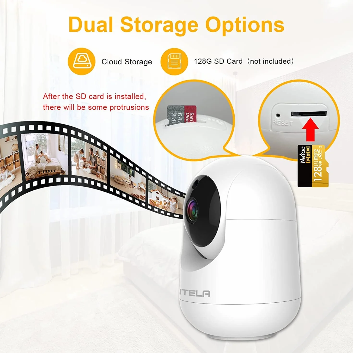 ANTELA Kamera Wi-Fi IP 1080p, kamera do monitoringu, do wnętrz, 2,4/5 GHz, Wi-Fi, 355°/80°, dwukierunkowe audio, widoczność w nocy na podczerwień i wykrywanie ruchu, kompatybilna z Alexa/Google Home, 2 szt