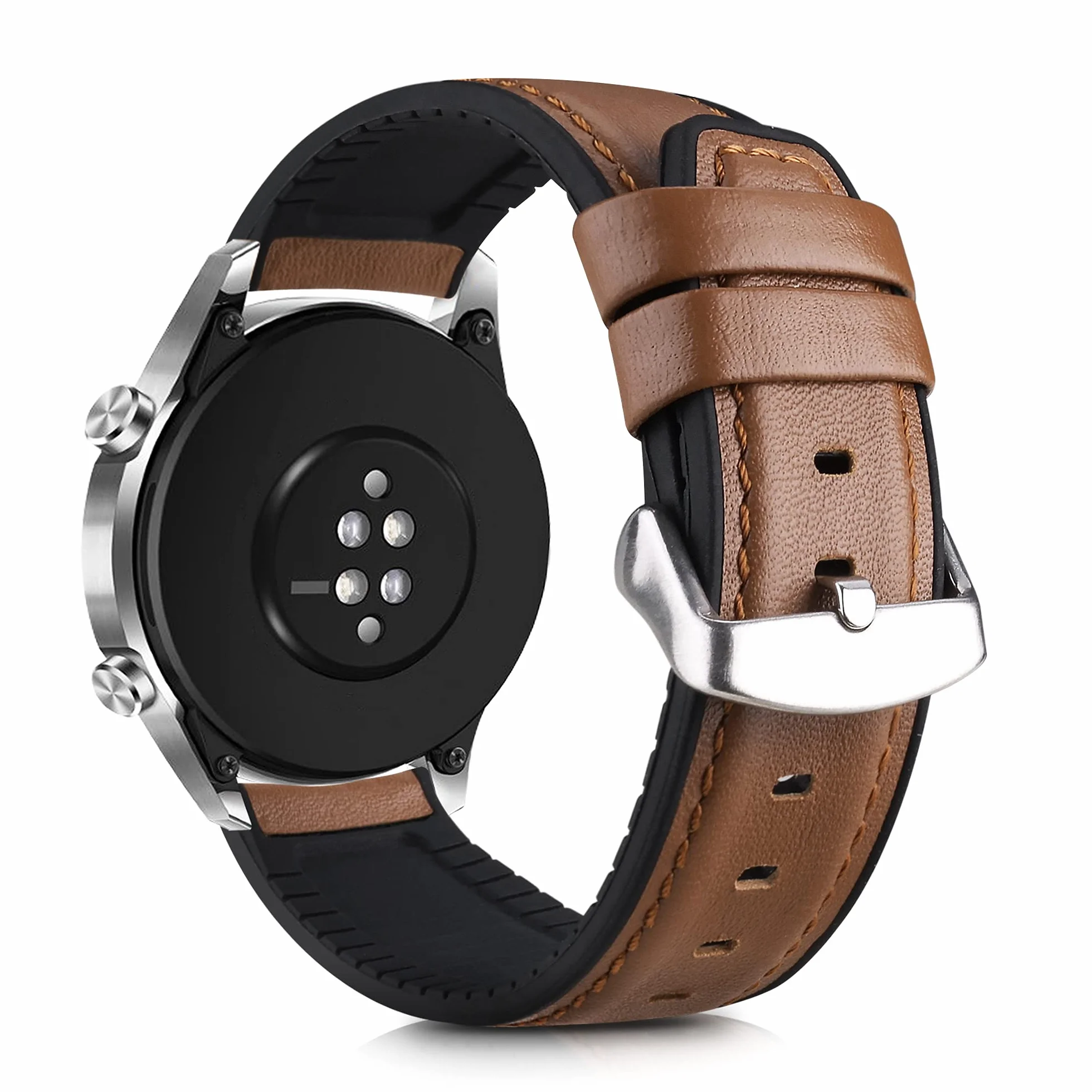kwmobile Pasek zamienny kompatybilny z Huawei Watch GT / GT2 / GT3 (46mm) Pasek - Pasek sportowy fitness tracker ze skóry z zapięciem zegarka - Brązowy Czarny