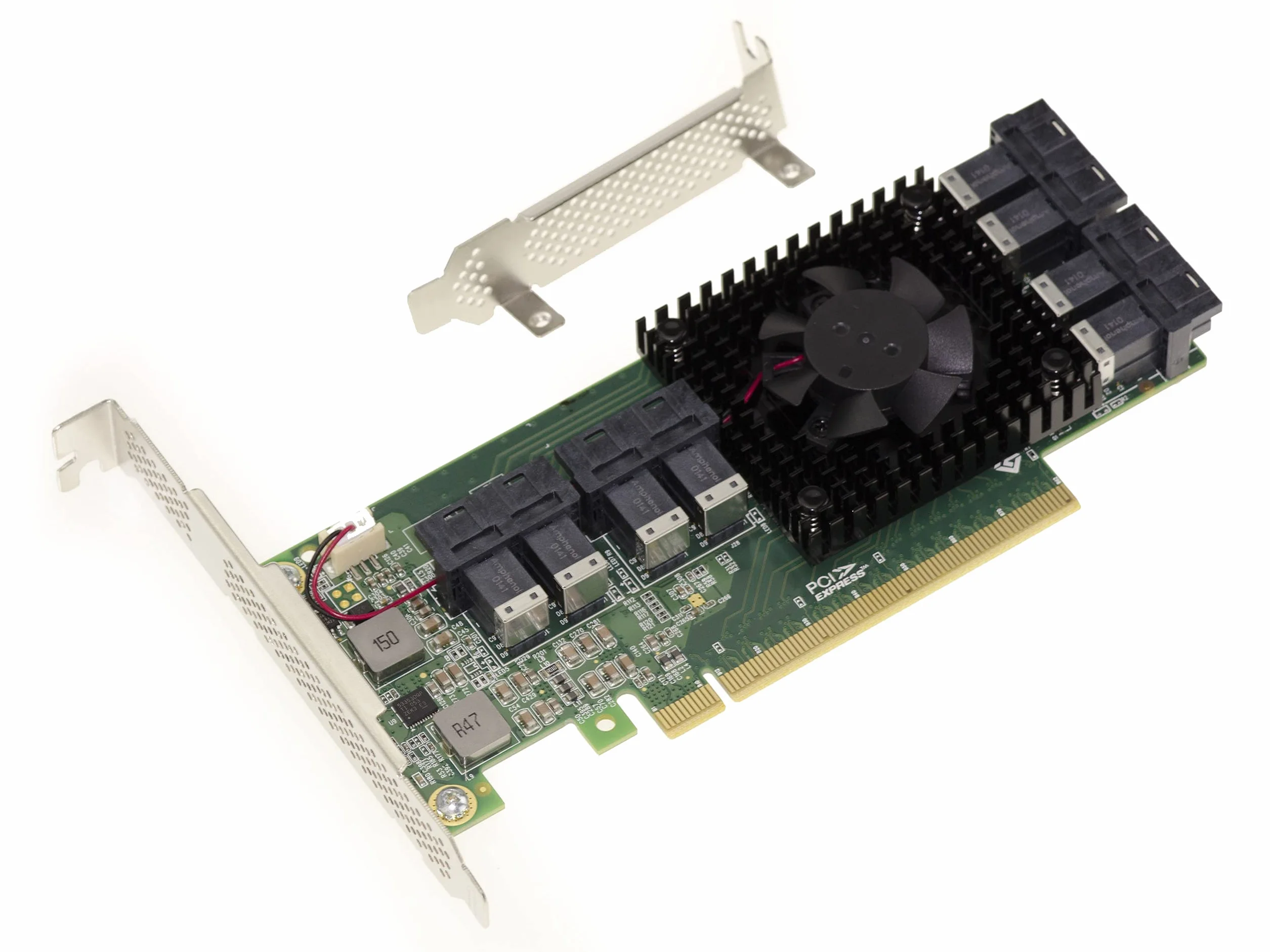 KALEA-INFORMATIQUE Karta PCIe 3.0 x16 dla 8 dysków SSD U.2 NVMe (U2 NGFF) lub 8 portów PCIe x4. Karta Multi Host Switch. Chipset PLX PEX 8749 o wysokim i niskim profilu.