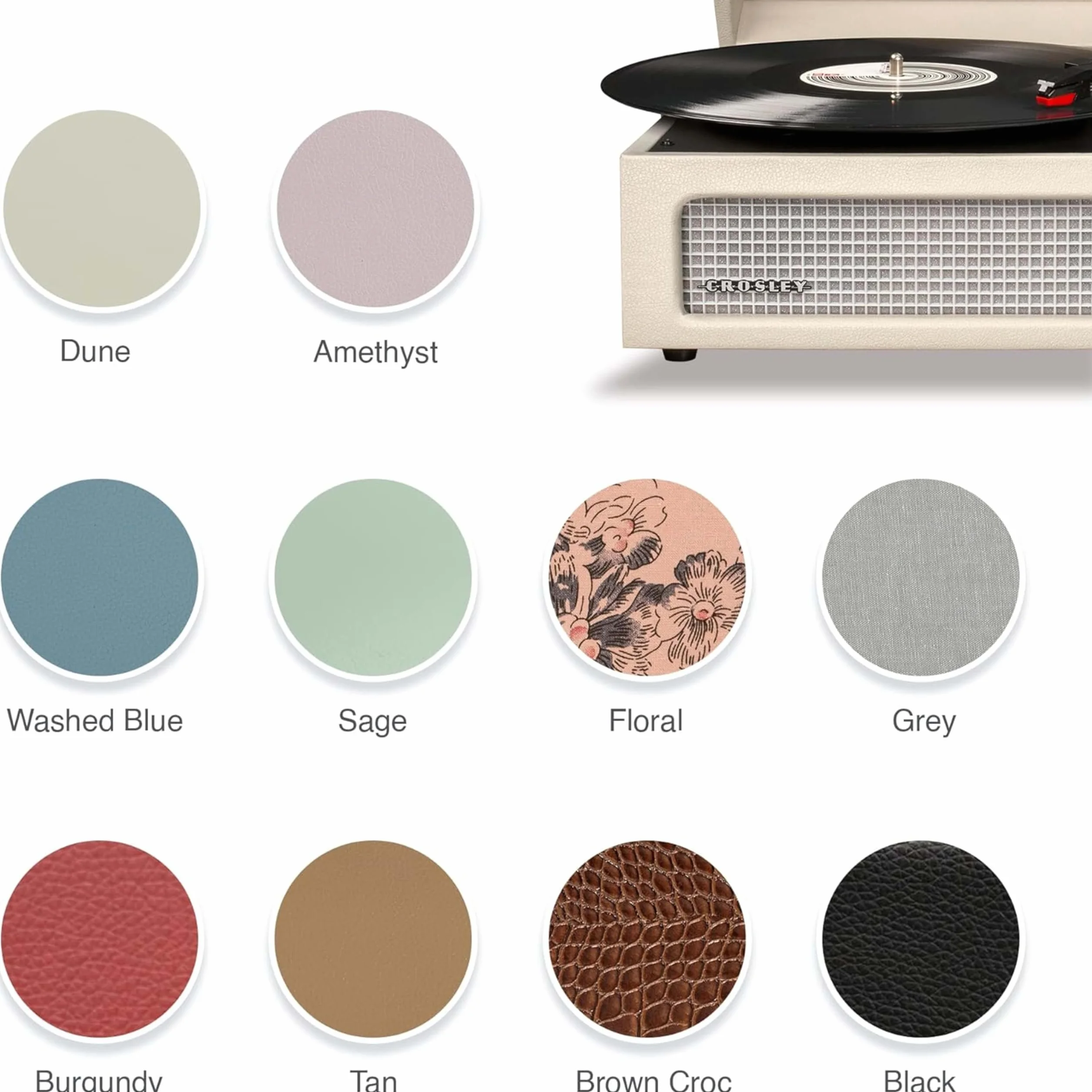 Crosley Voyager gramofon z 2 głośnikami, Bluetooth In&Out i AUX - 3-biegowy odtwarzacz Vintage - do płyt winylowych 7", 10" i 12" - przenośny z wbudowaną obudową (szary)