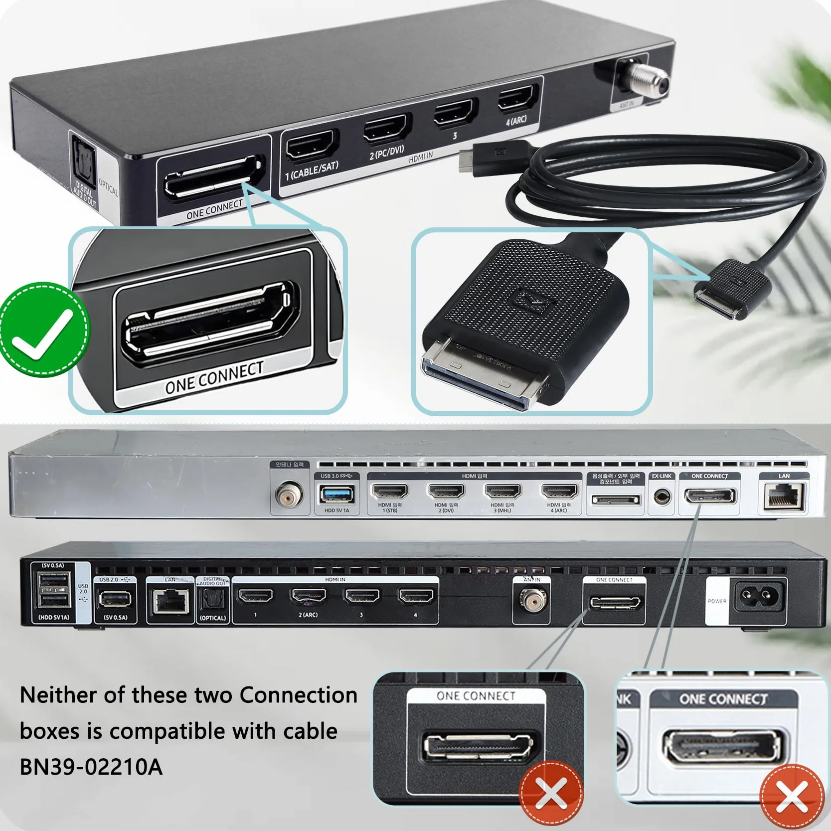BN39-02210A kabel z jednym połączeniem kompatybilny z Samsung TV 49''-78'' KS7000 KS8000 KS9000 UN55MU7000F UN5KS8500F UN65MU8000F UN65KS8000F, 3M
