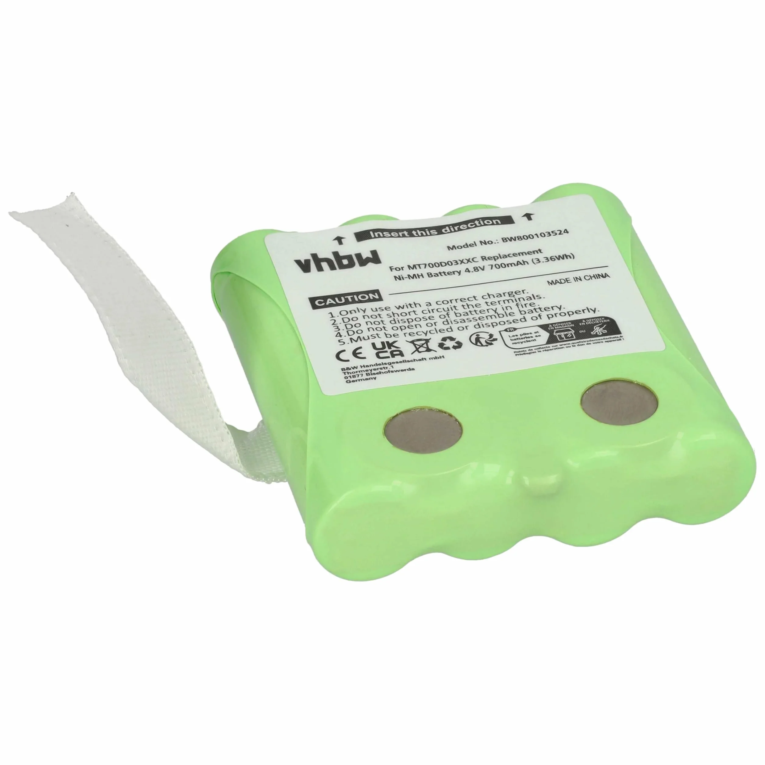 vhbw 1 x akumulator LH060-3A44C4BT do radia (700 mAh, 4,8 V, NiMH)