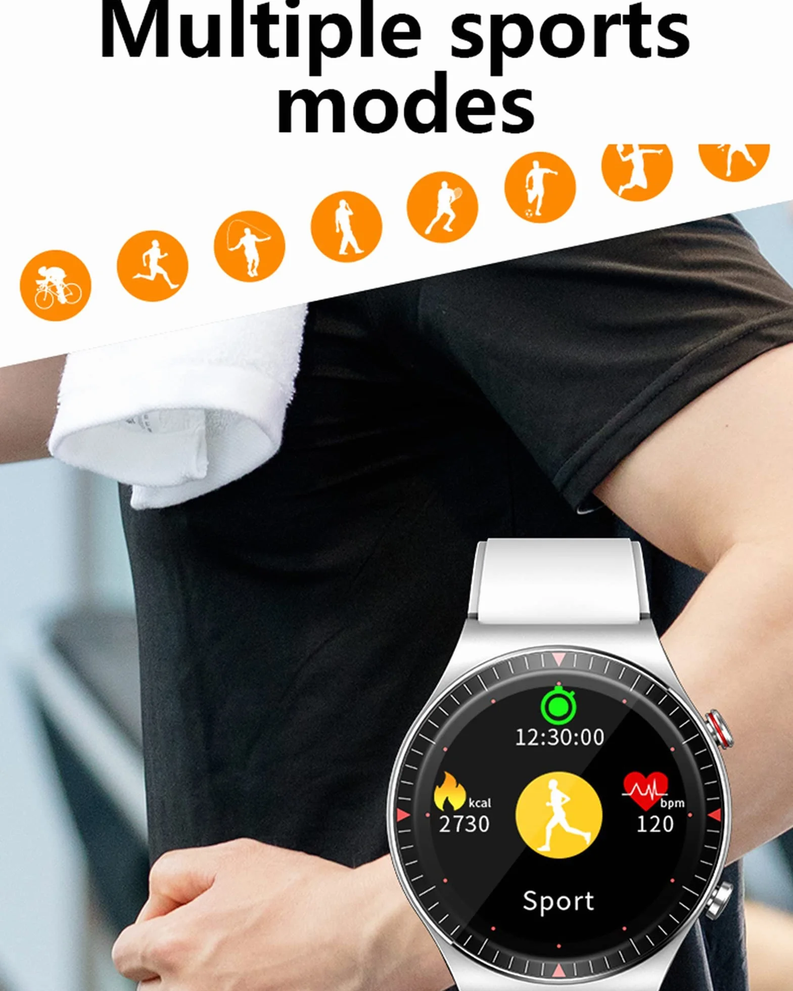 Inteligentny zegarek Wodoodporny zegarek Zegarek fitness z pulsometrem Fitness Tracker z monitorem ciśnienia krwi/snu Inteligentne zegarki męskie i żeńskie na telefony z systemem iOS Android (biały)