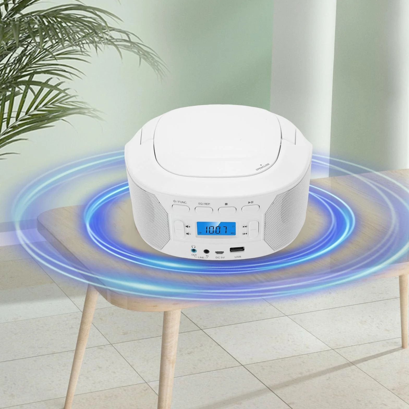 Tonysa Przenośny Odtwarzacz CD, CD RW MP3 USB AUX Odtwarzacz Muzyczny BT, Obsługa Radia FM, Płyta CD z książką dźwiękową do Domu/na Zewnątrz (wtyczka UE)