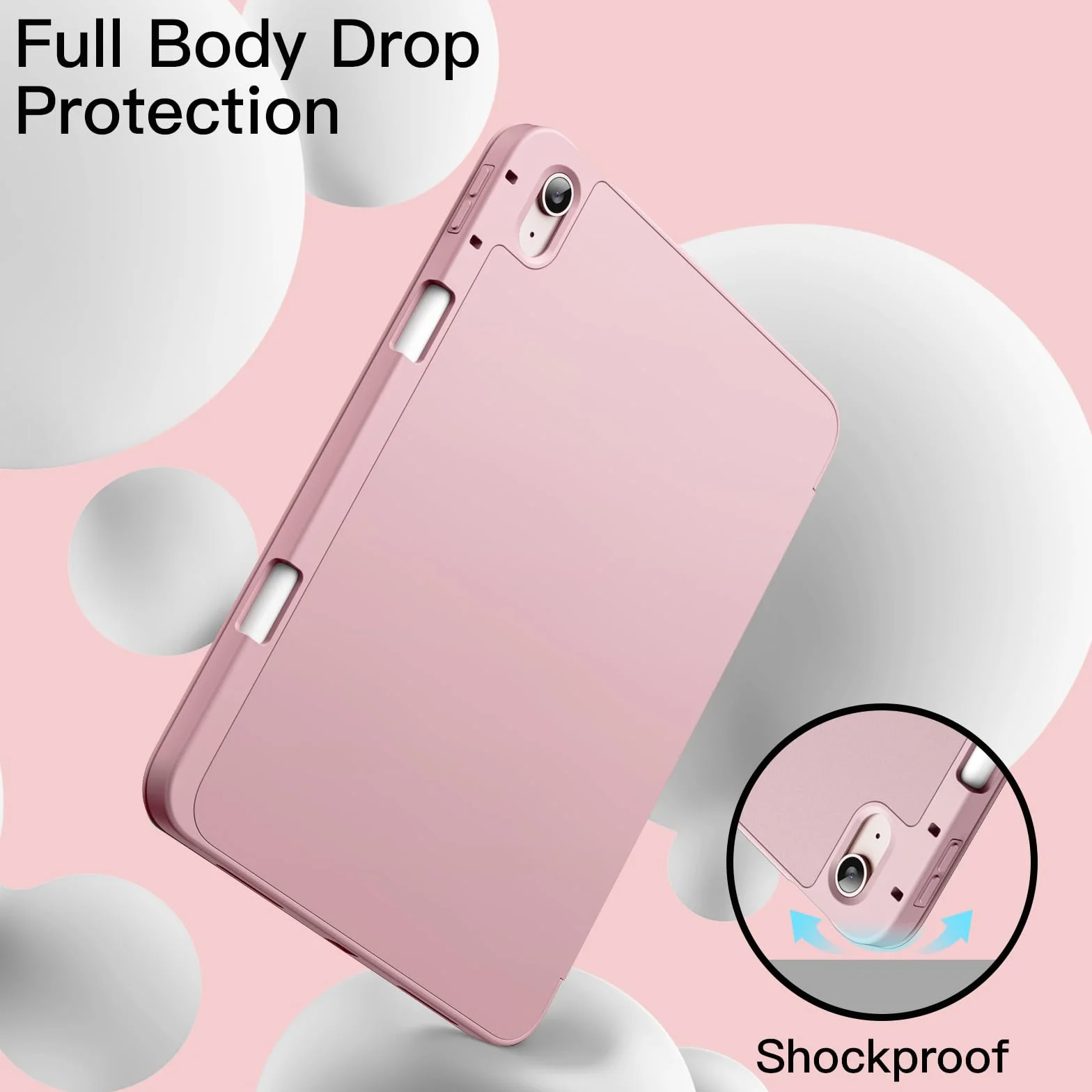 JETech Etui dla iPad Air 11 Cala M4/M3/M2 (2026/2025/2024), iPad Air 5/4 (10,9 Cala, Model 2022/2020, 5/4) z Uchwytem na Długopis, Szczupły Pokrowiec na Tablet z Miękki Tył z TPU (Różowy)