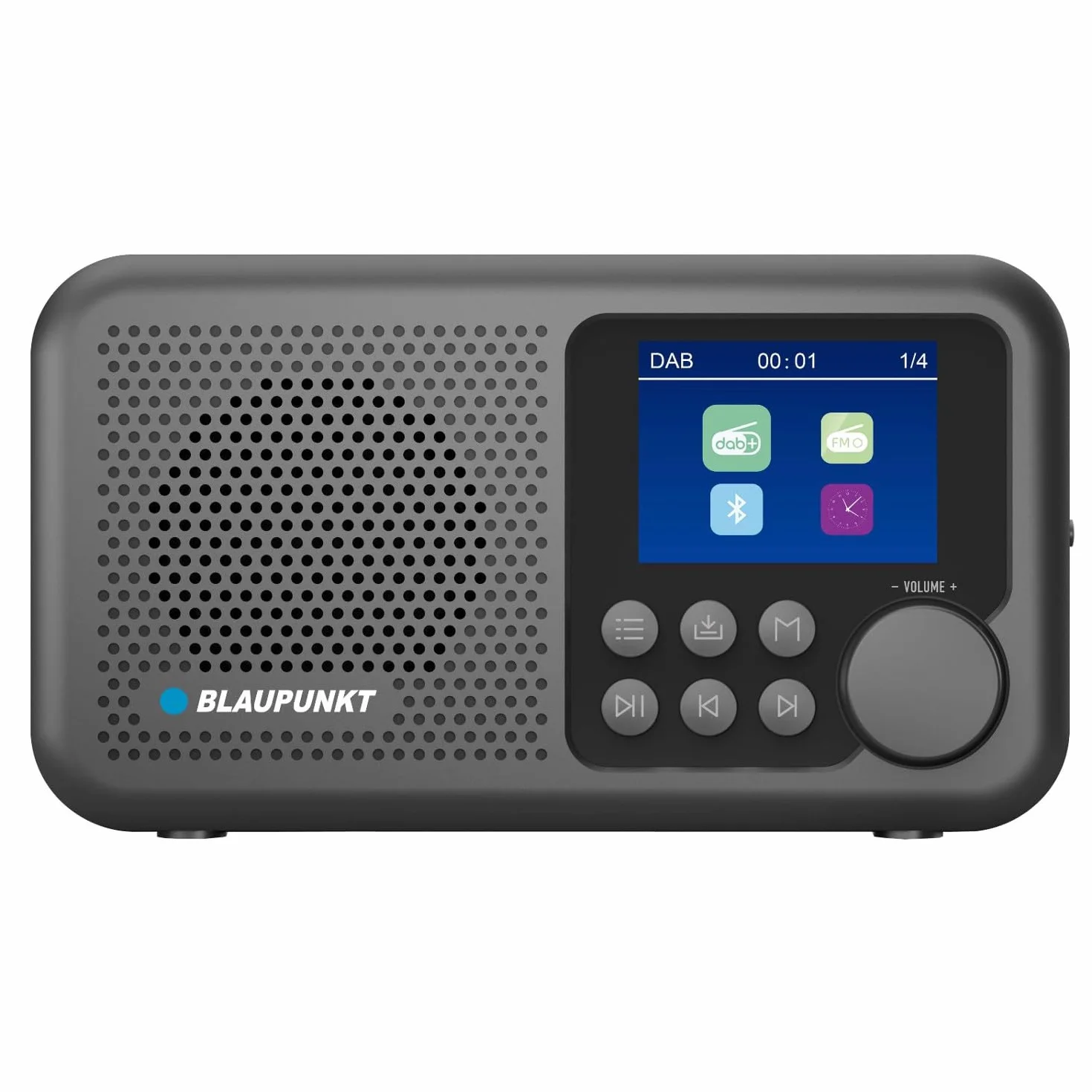 Blaupunkt DR8BK Radio przenośne, Dab+ FM, Bluetooth 5.3, kolorowy wyświetlacz 2,4 cala, bateria USB-C 1800 mAh, podwójny alarm, wyjście słuchawkowe: kompaktowe i lekkie