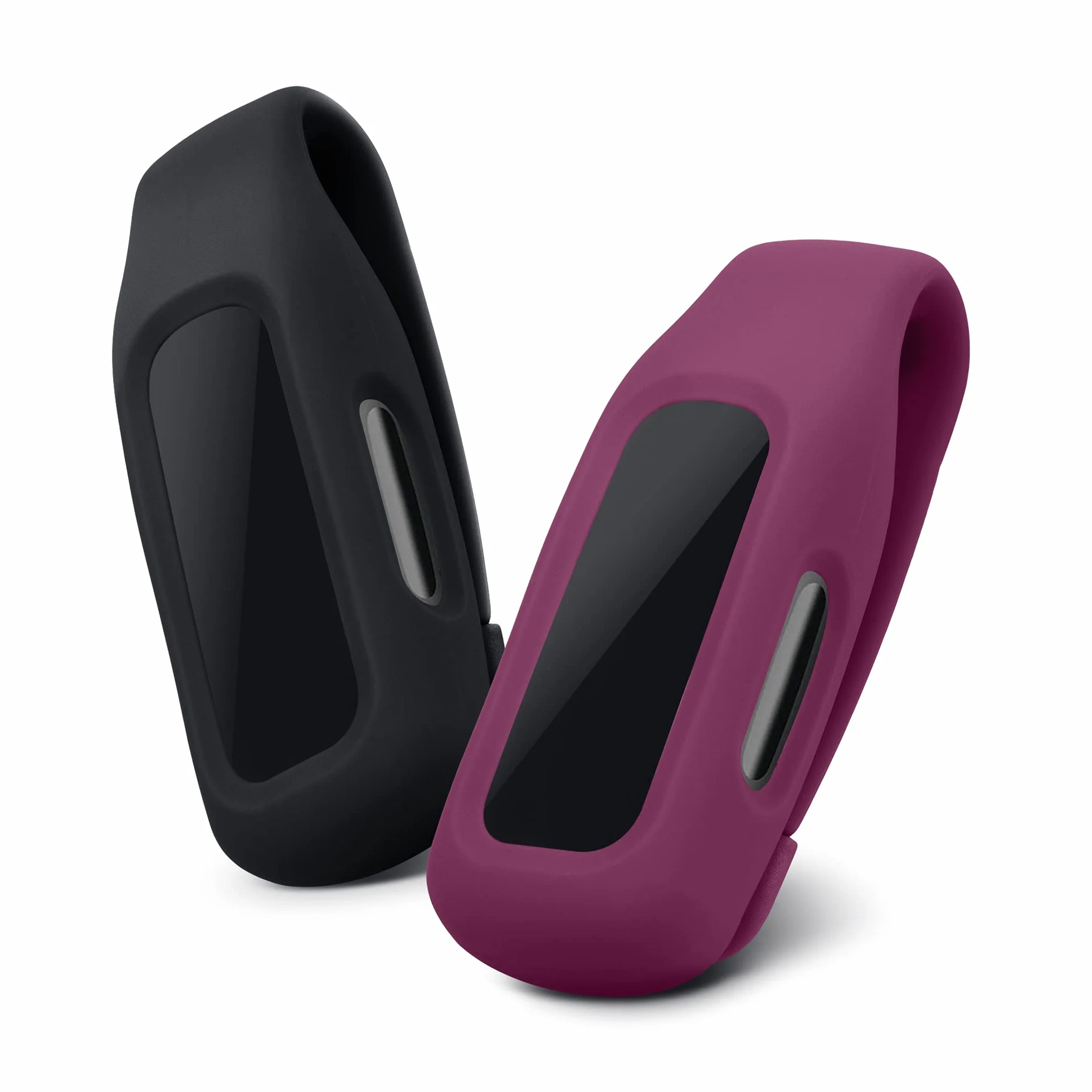 kwmobile 2X Clip kompatybilny z Fitbit Inspire 3 / Inspire 2 / Ace 3 - Zapasowy uchwyt do Fitness Tracker Czarny-ciemnoczerwony - Tracker nie jest dołączony