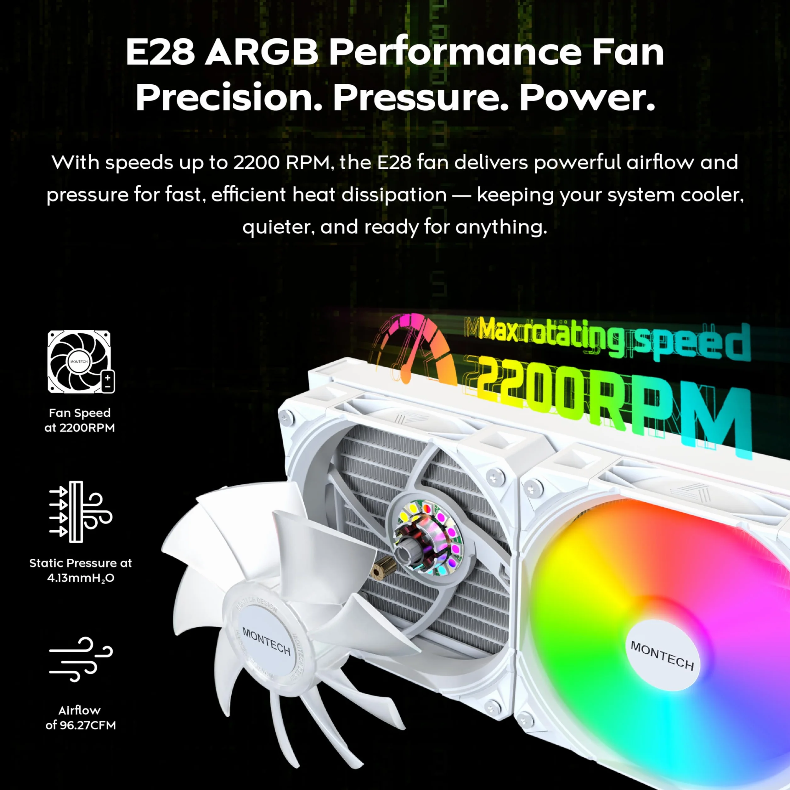 MONTECH HyperFlow Digital 360 (W) All-in-One chłodzenie wodne CPU Cooler 360 mm, biały