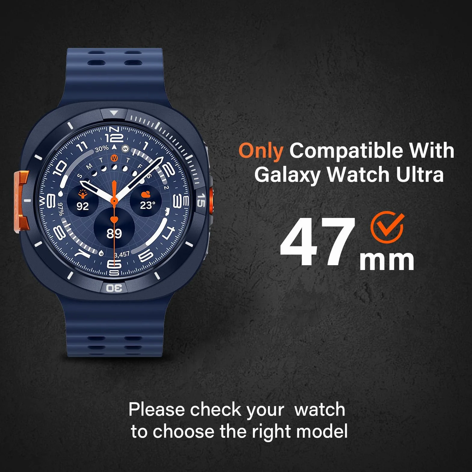 Wytrzymały metalowy futerał kompatybilny z Samsung Galaxy Watch Ultra (2025/2024) 47 mm, metalowa obudowa ochronna z tylną klapką do Galaxy Watch 7/8 Ultra, niebieski/biały