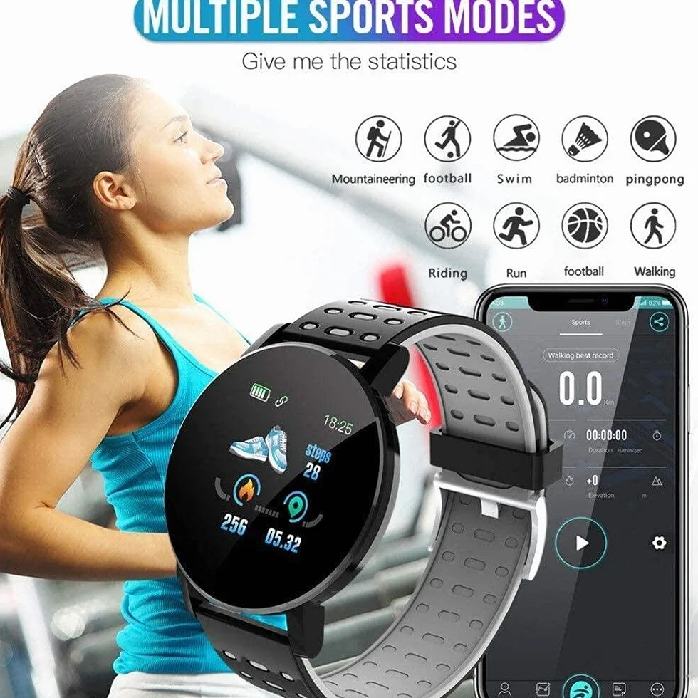 Smartwatch Męski monitor ciśnienia krwi Inteligentny zegarek Okrągły zegarek damski Sport Fitness Krokomierz Pasek dla Androida iOS (kolor: niebieski) (czerwony) little surprise