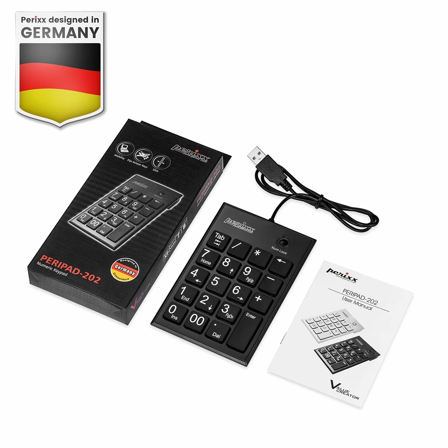 Perixx PERIPAD-202 U USB Nummernblock schwarz