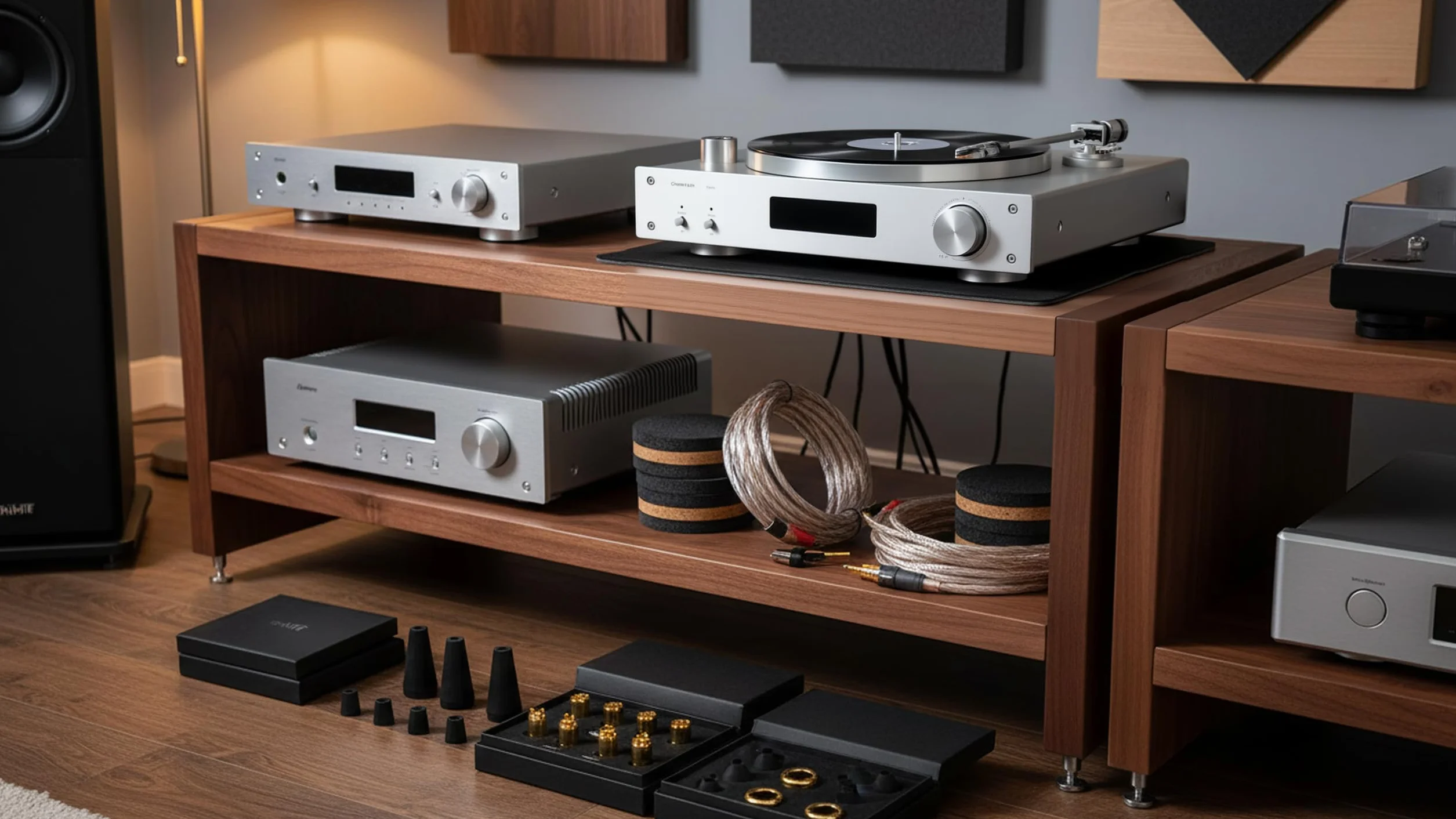 Podkładki tłumiące wibracje głośników 20 mm aluminium do Hi-Fi stojaki szafy regały 8 szt.