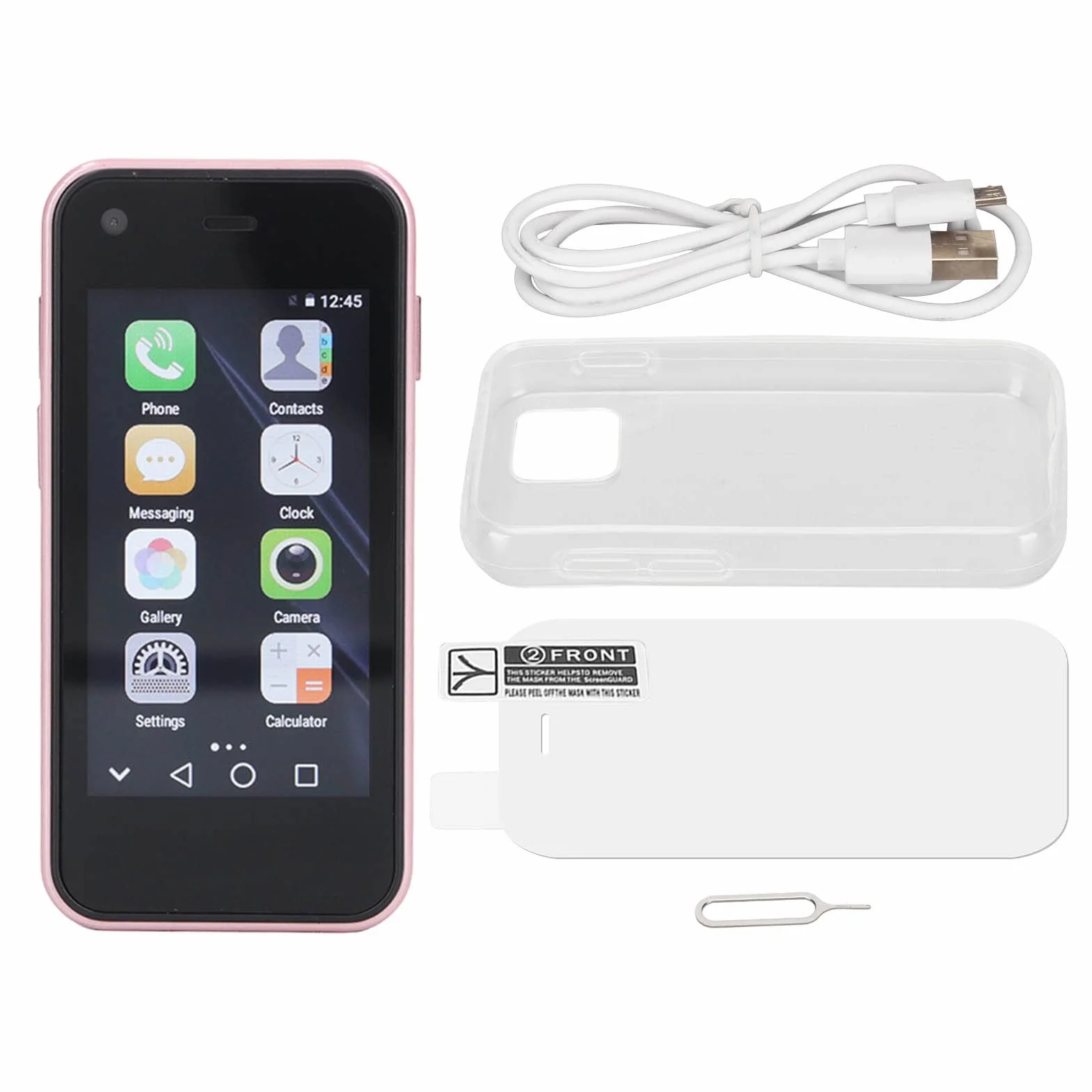 Mini Smartphone 3G, GSM 2,5 Cala 1 GB 8 GB Czterordzeniowe Telefony Komórkowe z Androidem dla Androida 6.0, Wbudowana Bateria Litowo-jonowa 1580 MAh, Telefon Komórkowy dla Dzieci Podwójna(Różowy)