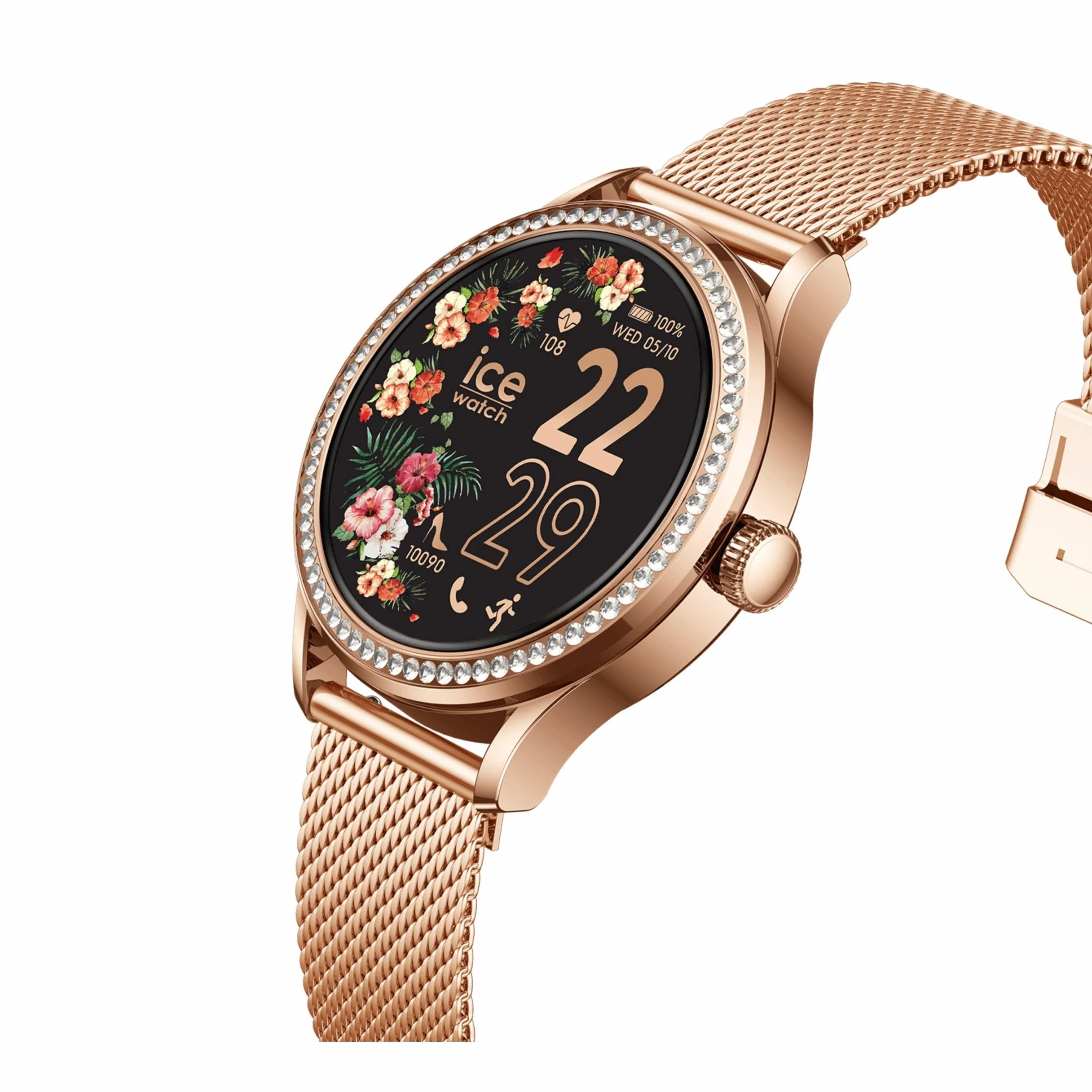 Ice-Watch – ICE smart ST 2.0 Rose-gold Milanese - Różowozłoty zegarek smartwatch dla kobiet z bransoletą ze stali nierdzewnej - 025317 (1,2 cala)