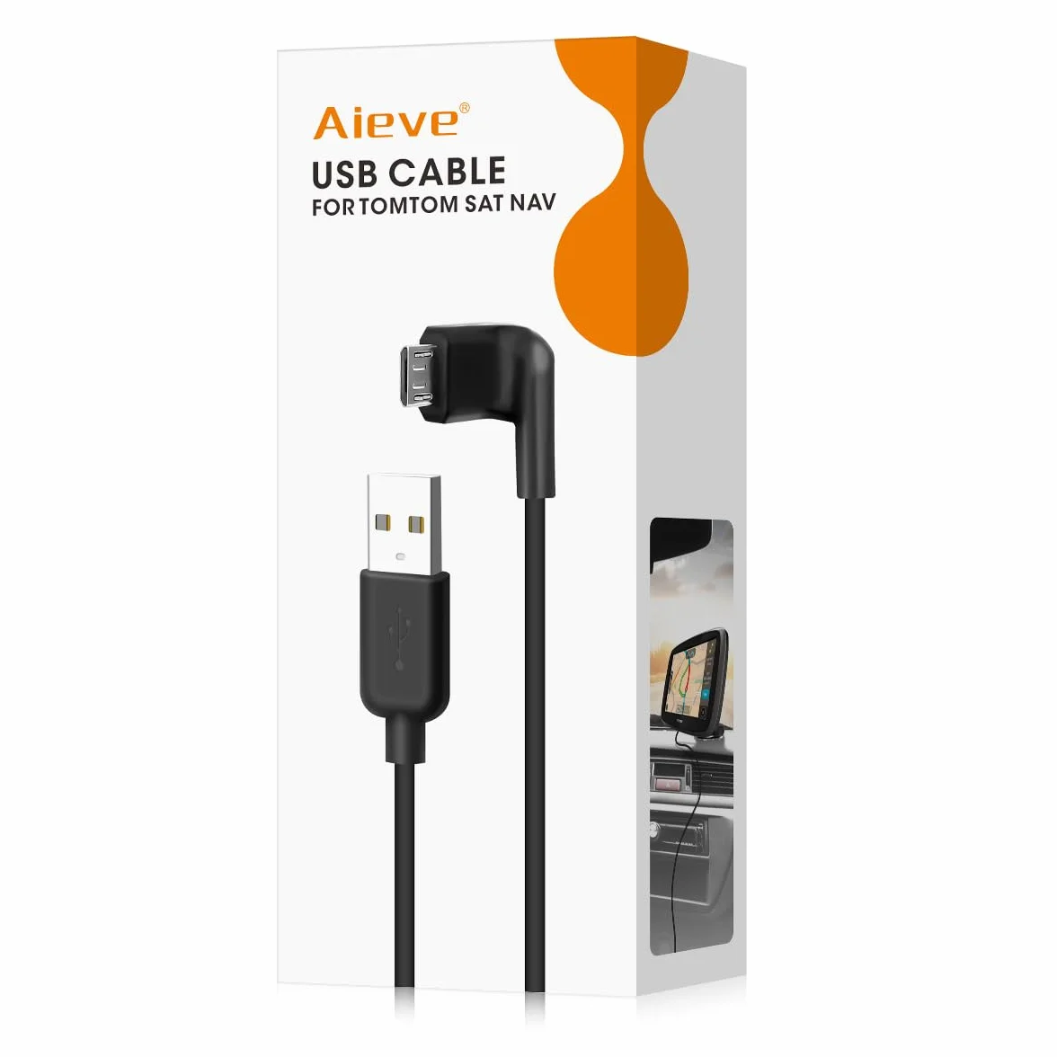 Kabel do ładowania TomTom Sat Nav, kabel ładowania USB AIEVE w samochodzie kompatybilny z TomTom Start 42/52/62, TomTom Go 520/620 samochodowy system nawigacji (4,92 stóp/1,5 m, czarny)