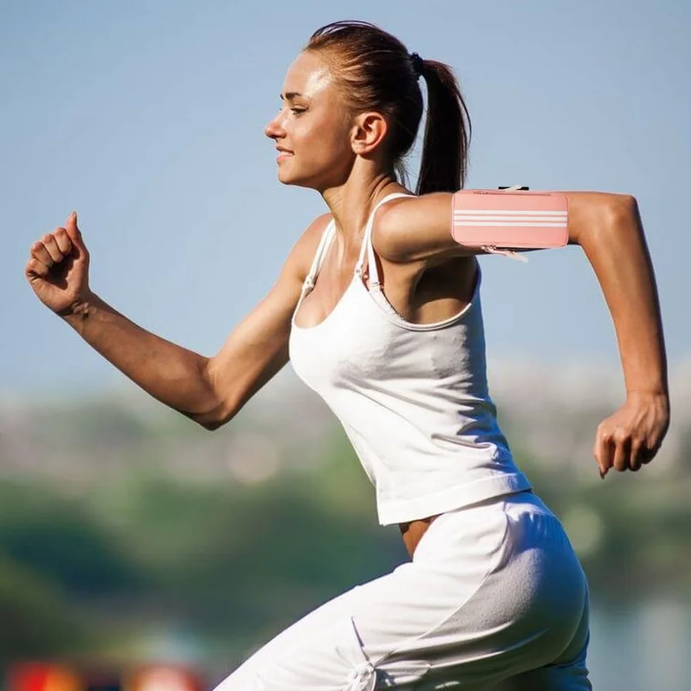 Pokrowiec na telefon komórkowy do biegania, uprawiania sportu, do biegania, biegania, joggingu, fitnessu (różowy)