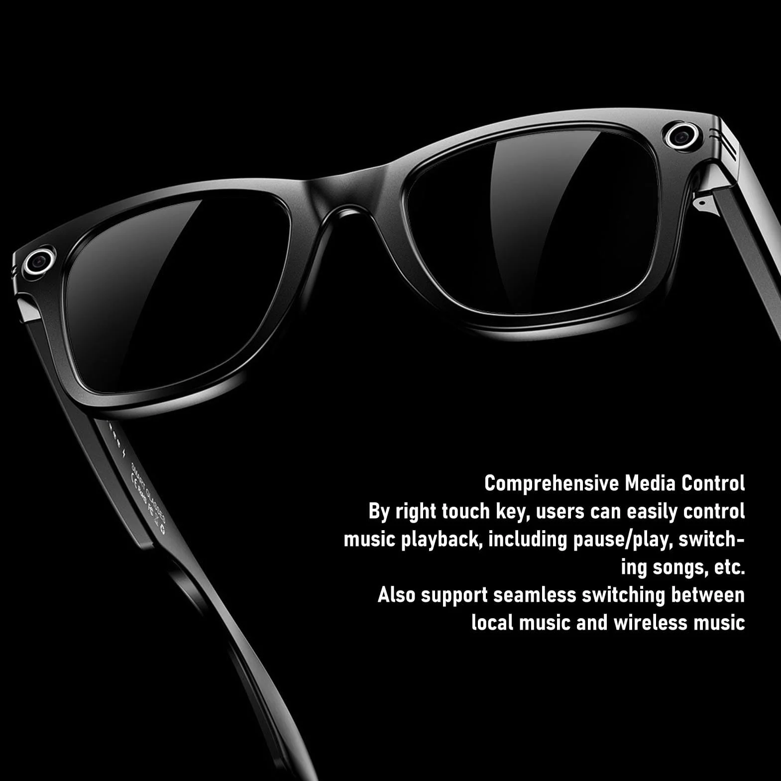 ASHATA AI Smart Okulary, 5.3 Tłumaczenie Inteligentne Okulary z 25 Językami 1080p Zdjęcie Robienie Wideo Chatgpt 4.0 Dostęp do Handsfree Music i Wzywa dla Mężczyzn i Kobiet
