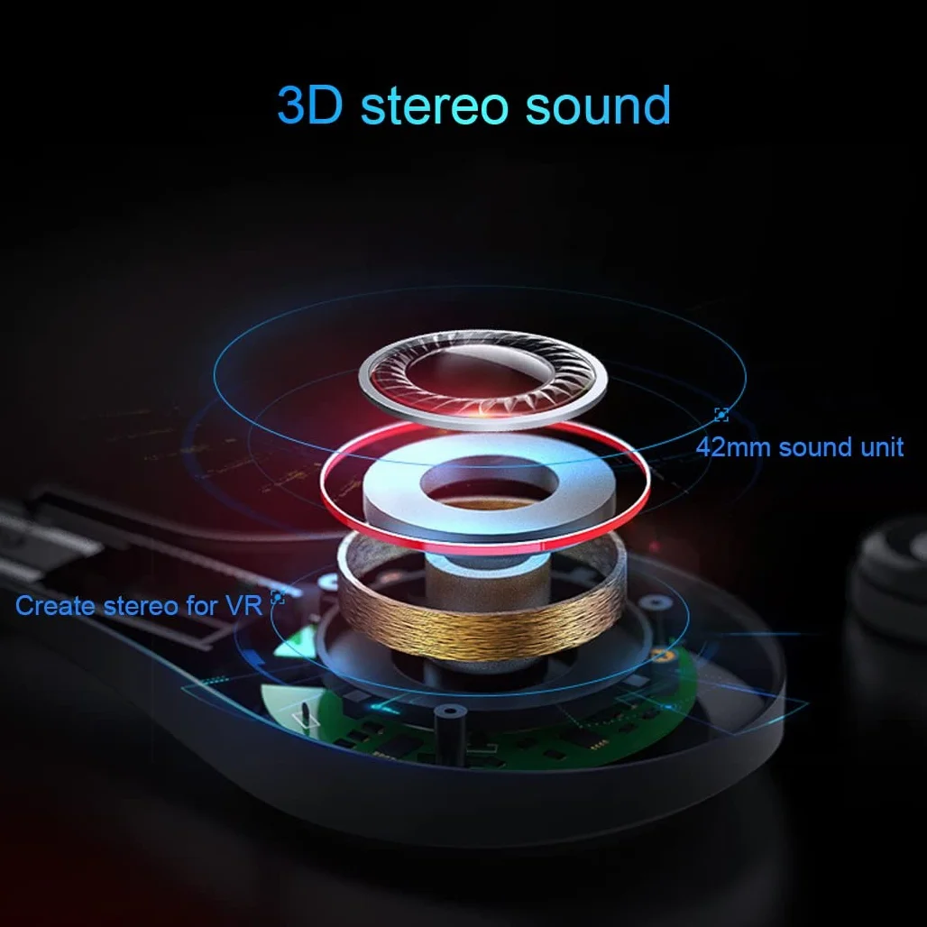 Okulary VR, zestaw słuchawkowy do wirtualnej rzeczywistości, zestawy słuchawkowe VR obsługują system Android i iOS, połączenie Bluetooth do iPhone'a 13 Pro Max/13 Pro/13/12/11, do Samsung