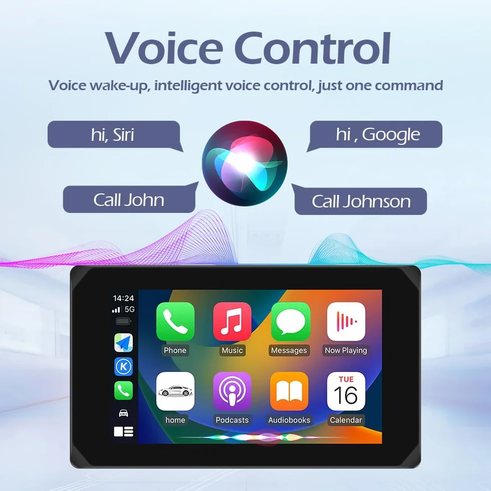 Wyświetlacz VSYSTO Motorrad Carplay, Bezprzewodowy Carplay i Android Auto, Nawigacja GPS, Czujniki Ciśnienia w Oponach, 5-Calowy Ekran Dotykowy WiFi HD 1080P Przednia i Tylna Kamera Motocyklowa (CS5)