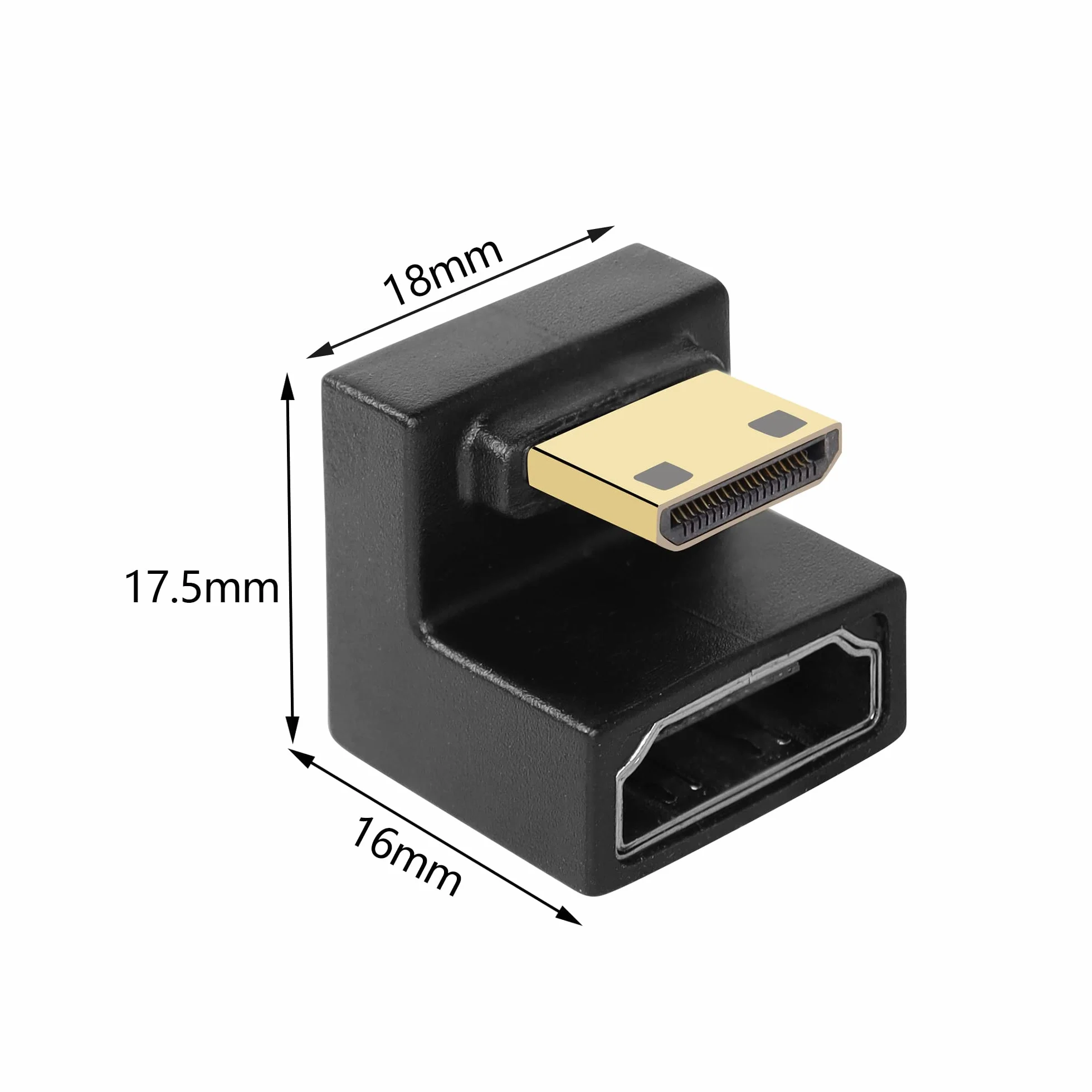 GINTOOYUN U Form Adapter Mini HDMI na HDMI 8K mini wtyczka do 180 stopni gniazda przedłużacz do aparatu, laptopa, tabletu, HDTV, projektora, 2 szt.