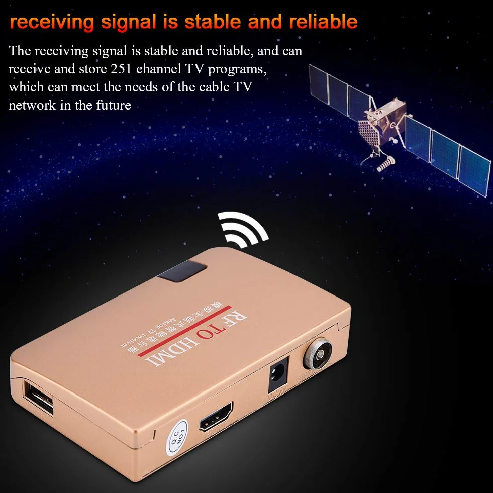 Konwerter RF na HDMI, Stabilny Adapter Modulatora RF HDMI, Konwerter Wszystkich Standardowych Analogowych Odbiorników TV z Pilotem, do Projektorów, Nauczanie Multimedialne(Wtyczka UE)