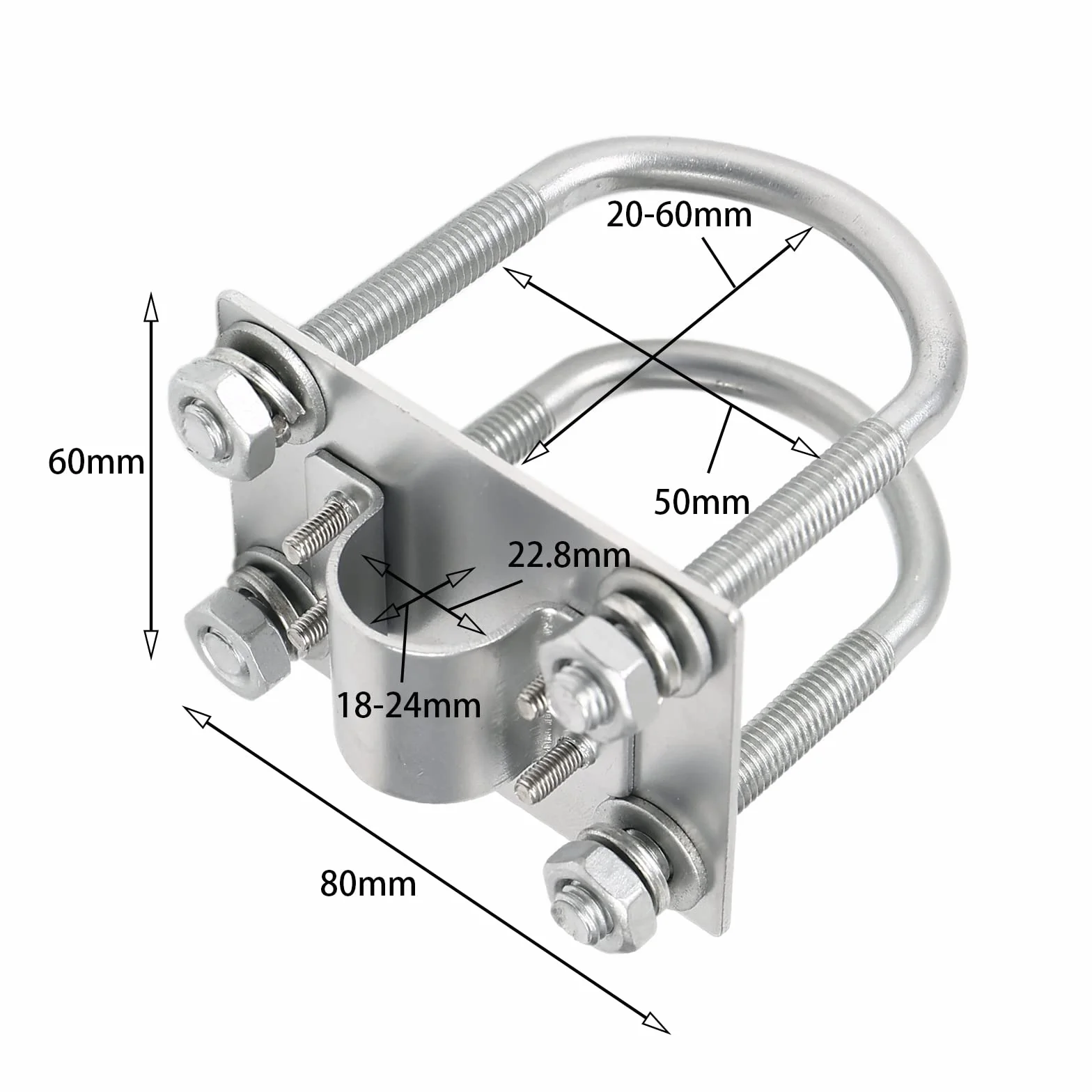Maszt antenowy, uchwyt zaciskowy z bolcami U, zestaw mocujący, M8, płyta zaciskowa, montaż rurowy, sprzęt do anteny Lora, Helium Miner, antena WiFi, antena 4G LTE, antena TV