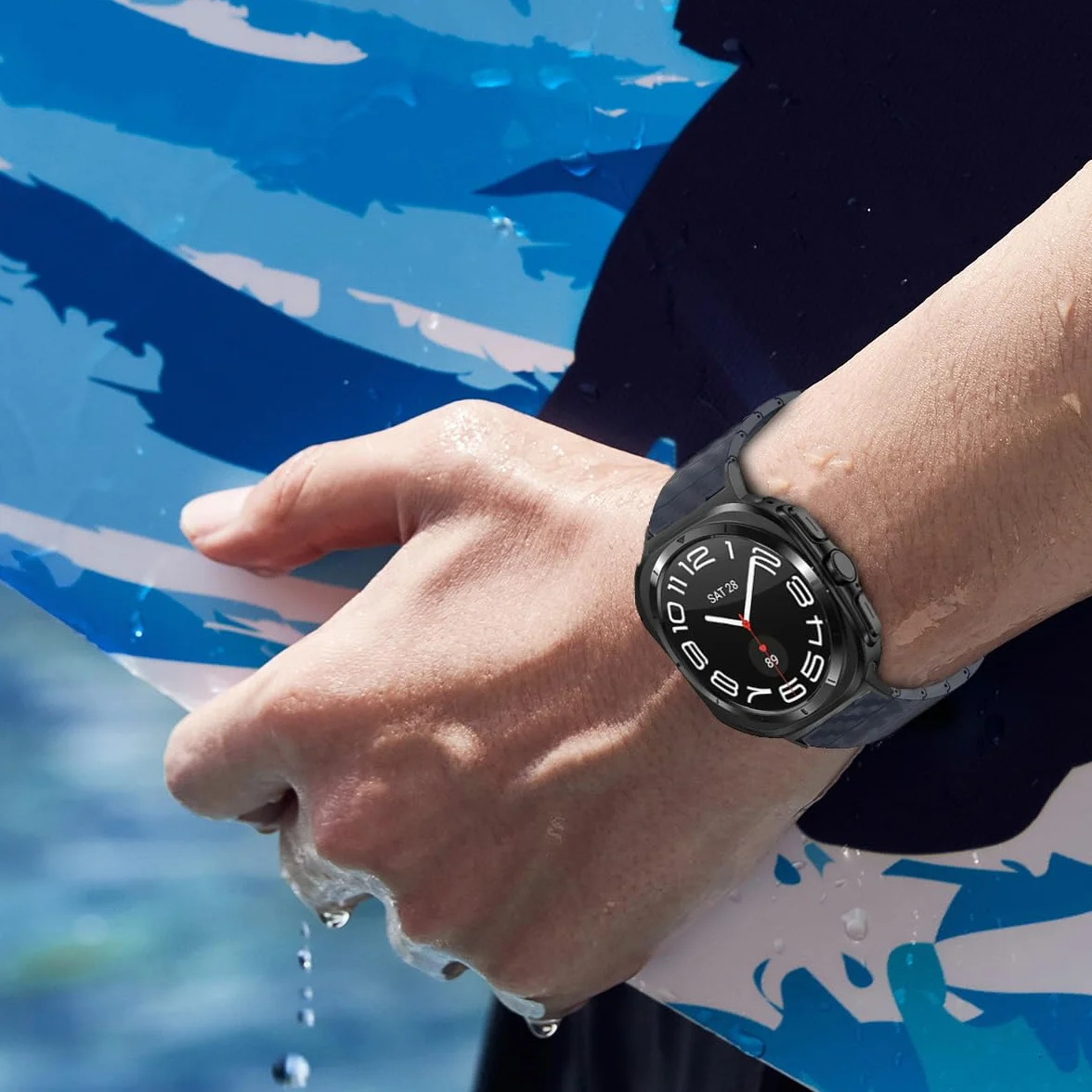 Magnetyczny pasek z włókna węglowego do Samsung Galaxy Watch 7 Ultra 47 mm bransoletka lekki pasek do zegarka Galaxy Watch Ultra 47 mm paski do zegarków