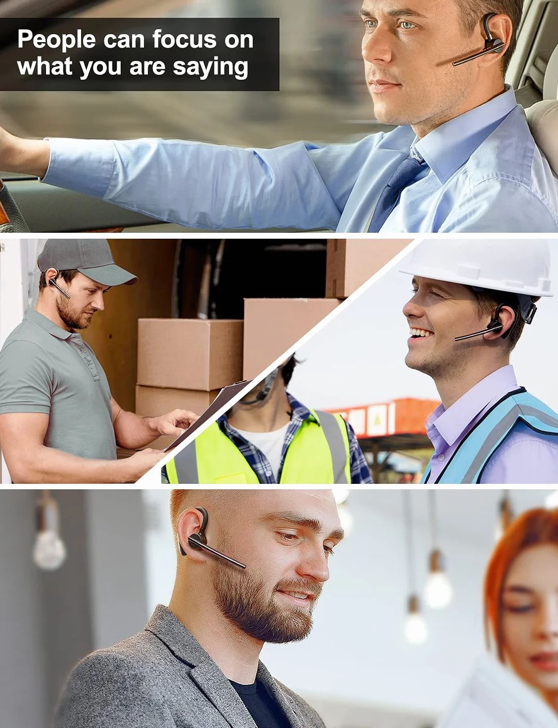 New bee Zestaw słuchawkowy Bluetooth zestaw głośnomówiący Bluetooth V5.2 pojedyncze ucho lekka słuchawka z 24-godzinnym czasem rozmów do iPhone'a, Androida i laptopa