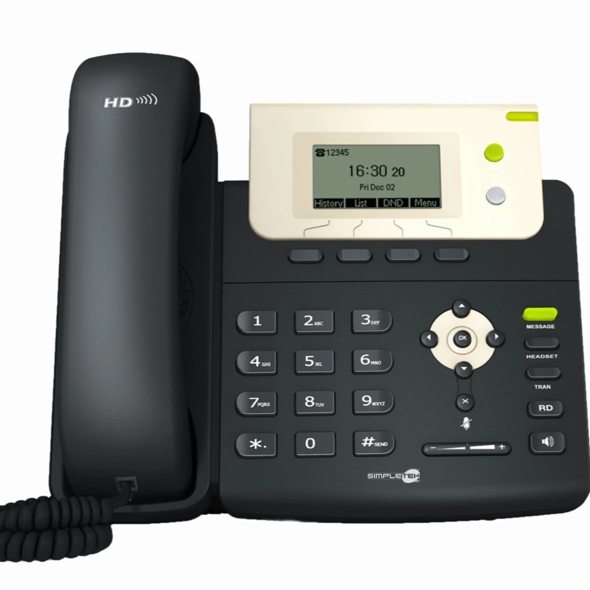 SIMPLETEK - Profesjonalny telefon IP PoE | 2 x konto SIP | HD Audio | podświetlany wyświetlacz | bez zasilacza (odnowiony)